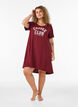 Chemise de nuit &agrave; manches courtes en coton biologique, Bordeaux fonc&eacute;, Model image number 1