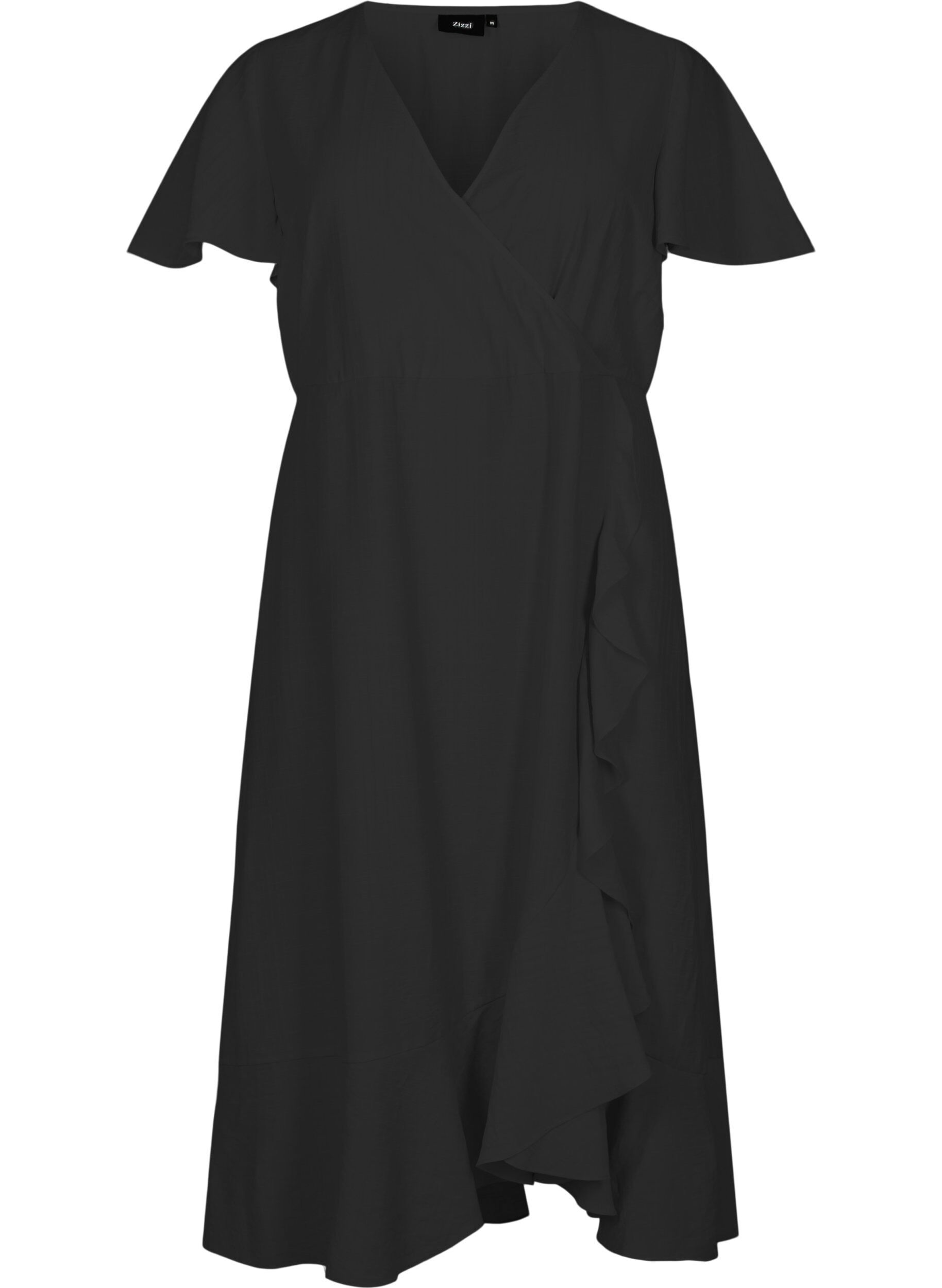 Zizzi Midikleid mit Fledermaus&auml;rmeln, Black, Packshot image number 0