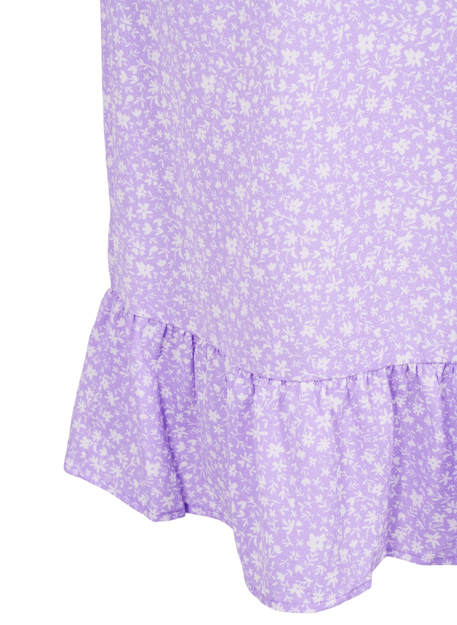 Zizzi Robe cache-c&oelig;ur imprim&eacute;e &agrave; manches courtes, Violet, Packshot image number 3