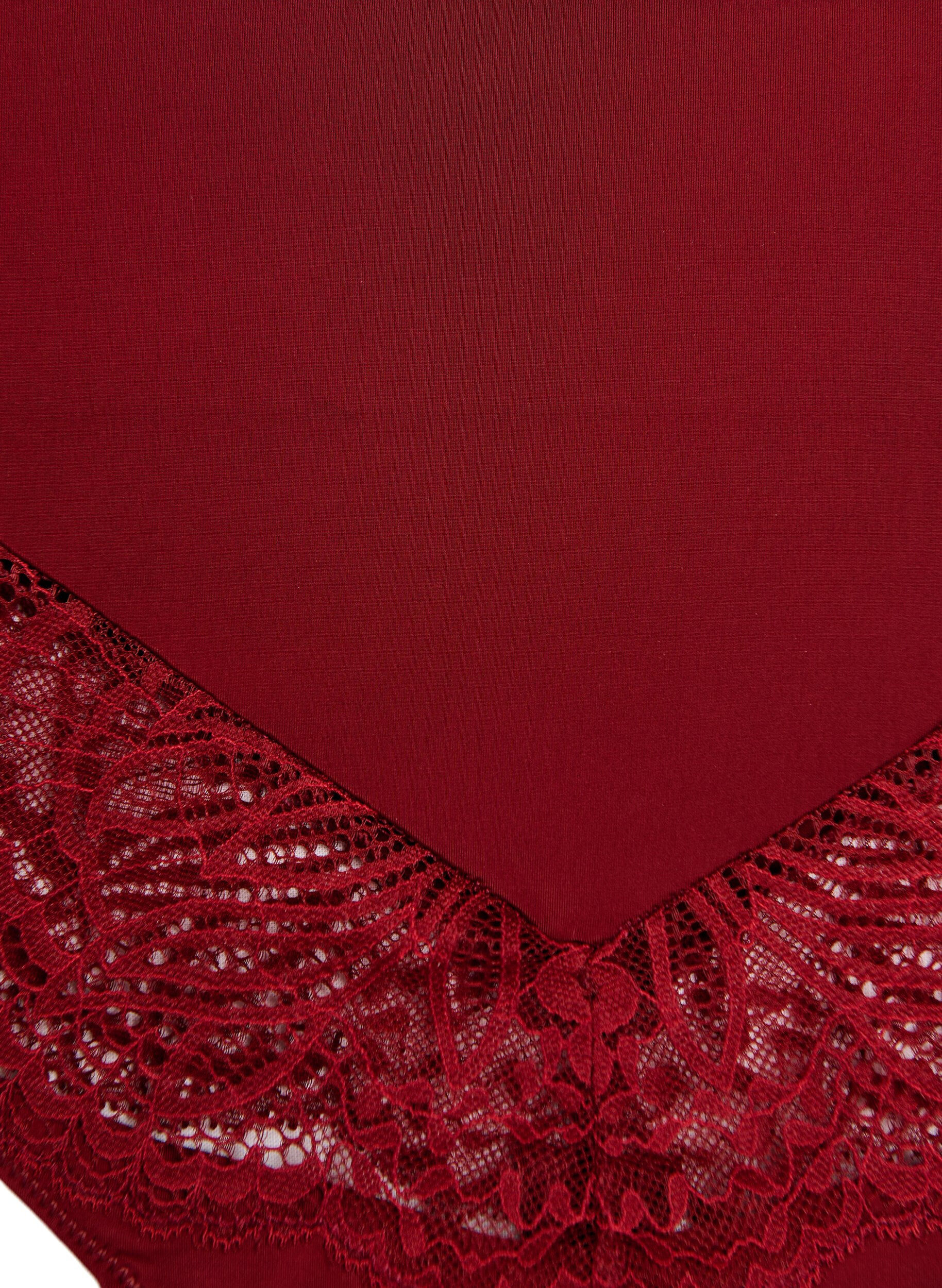 ZizziHoch taillierter Hipster-String mit Spitze, Rot, Packshot image number 2