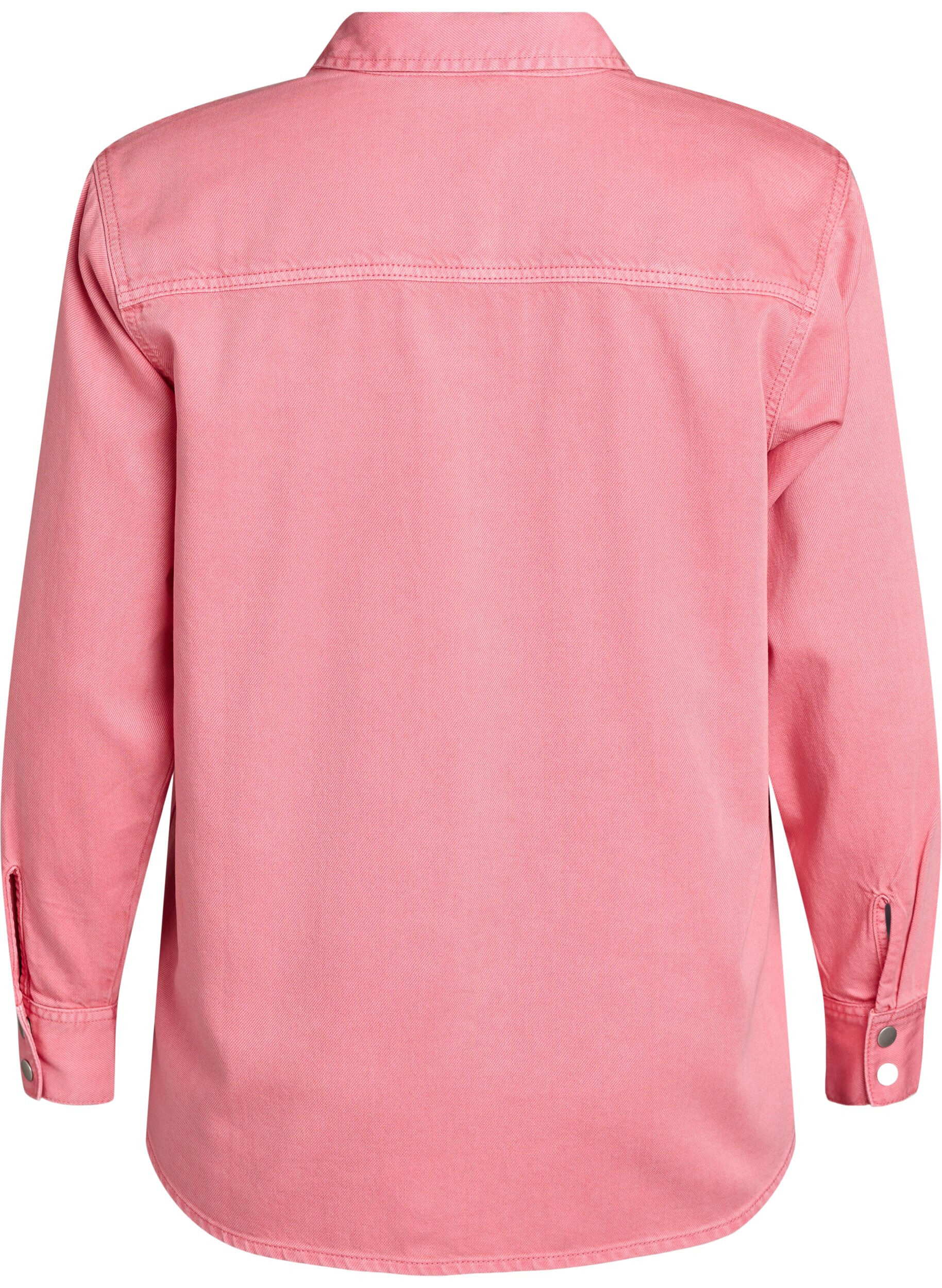 Zizzi Chemise en jean avec poches de poitrine, Rose, Packshot image number 1