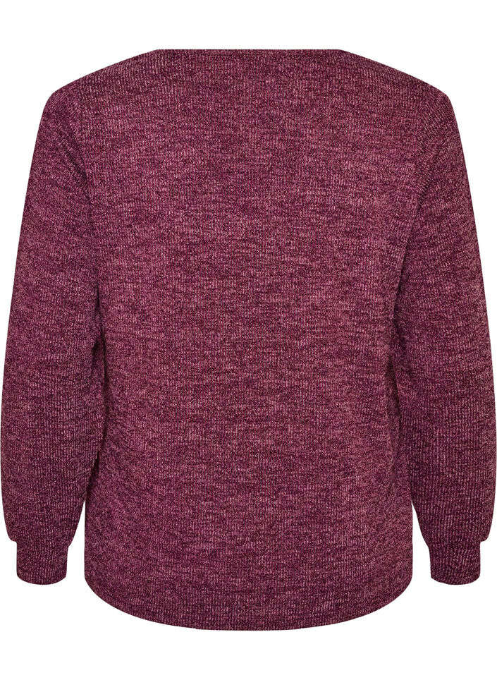 Bluse aus Jersey mit V-Ausschnitt und langen &Auml;rmeln, Dunkles Bordeaux, Packshot image number 1