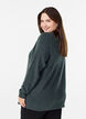 Blouse en maille chin&eacute;e &agrave; col rond, Vert fonc&eacute;, Model image number 2