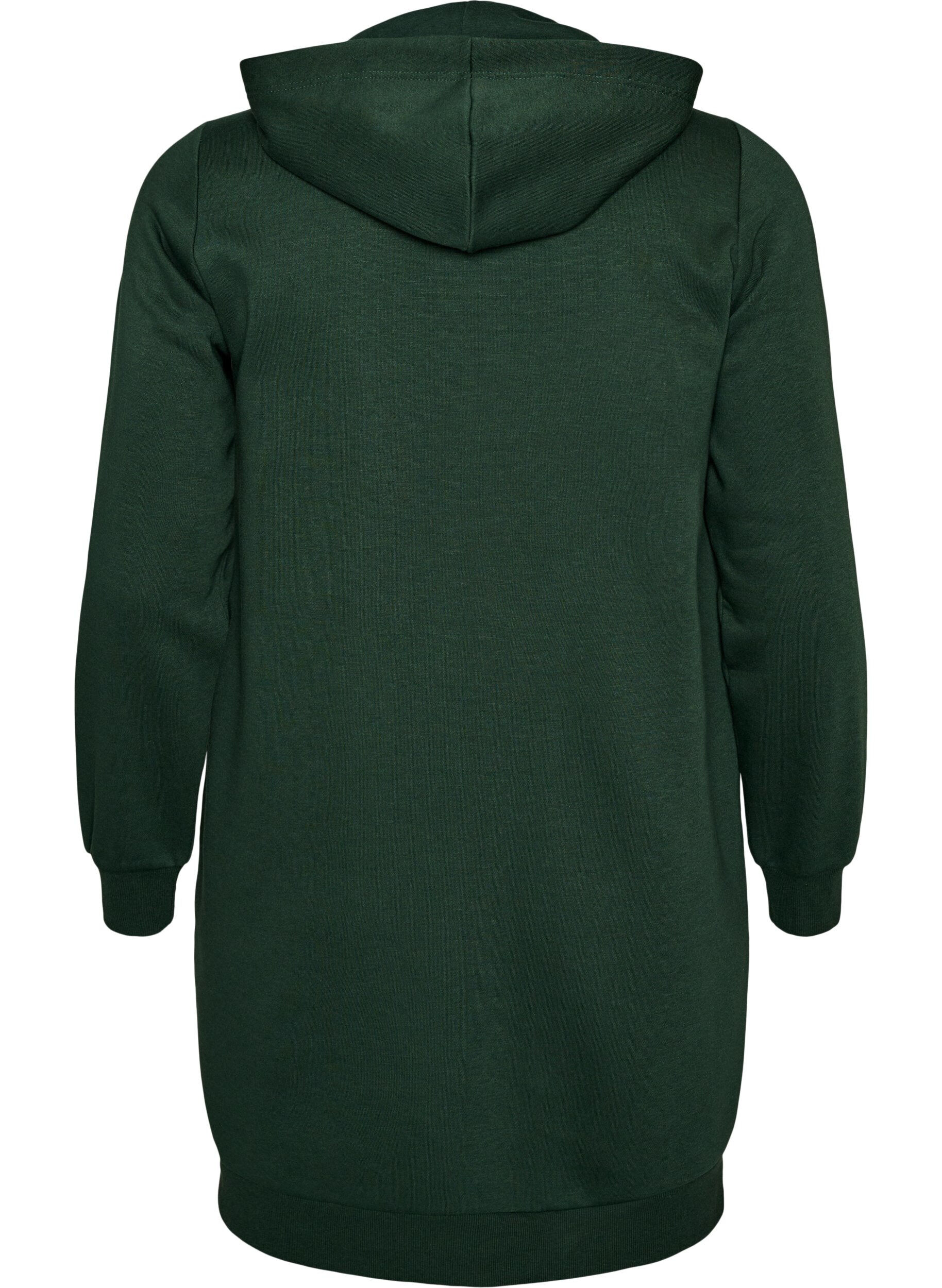 ZizziLanger Hoodie mit Rei&szlig;verschluss und Taschen, Gr&uuml;n, Packshot image number 1