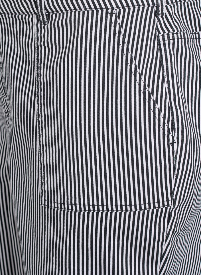 Bermuda rayé à taille haute, Noir, Packshot image number 2