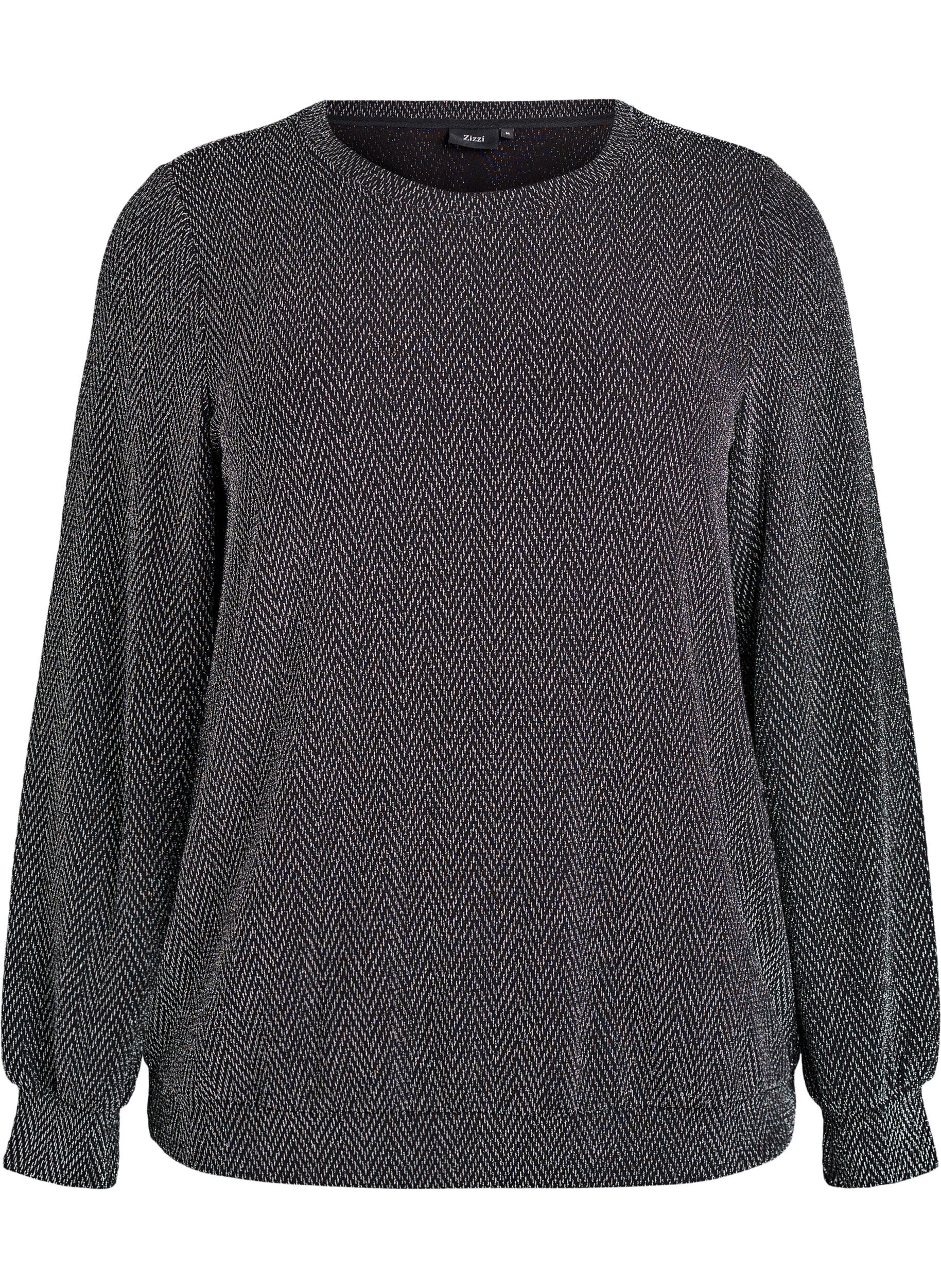 ZizziBlouse avec motif &agrave; chevrons et fil paillet&eacute;, Noir, Packshot image number 0
