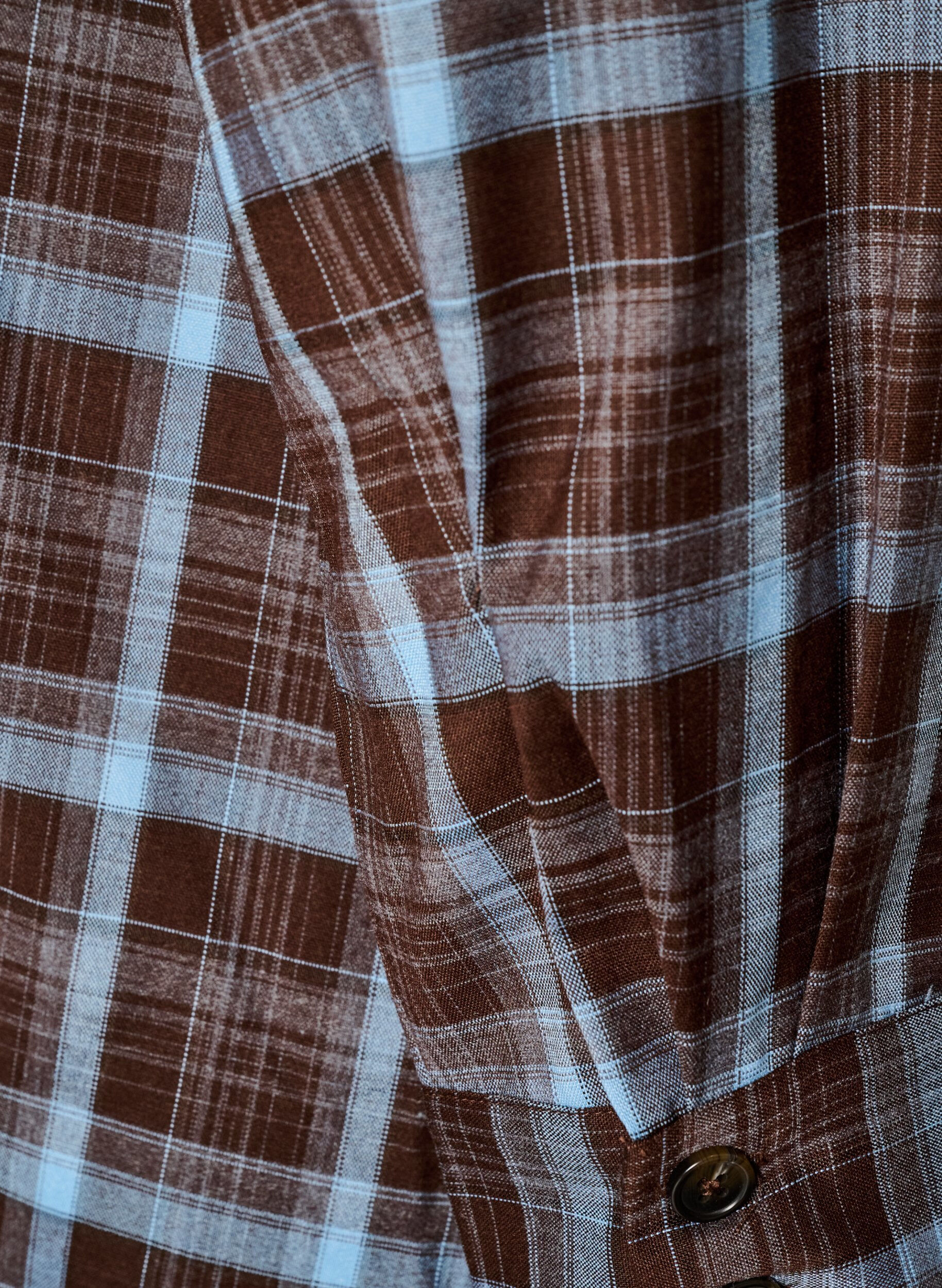 ZizziKnielanges Hemdblusenkleid mit Karomuster, Braun, Packshot image number 3