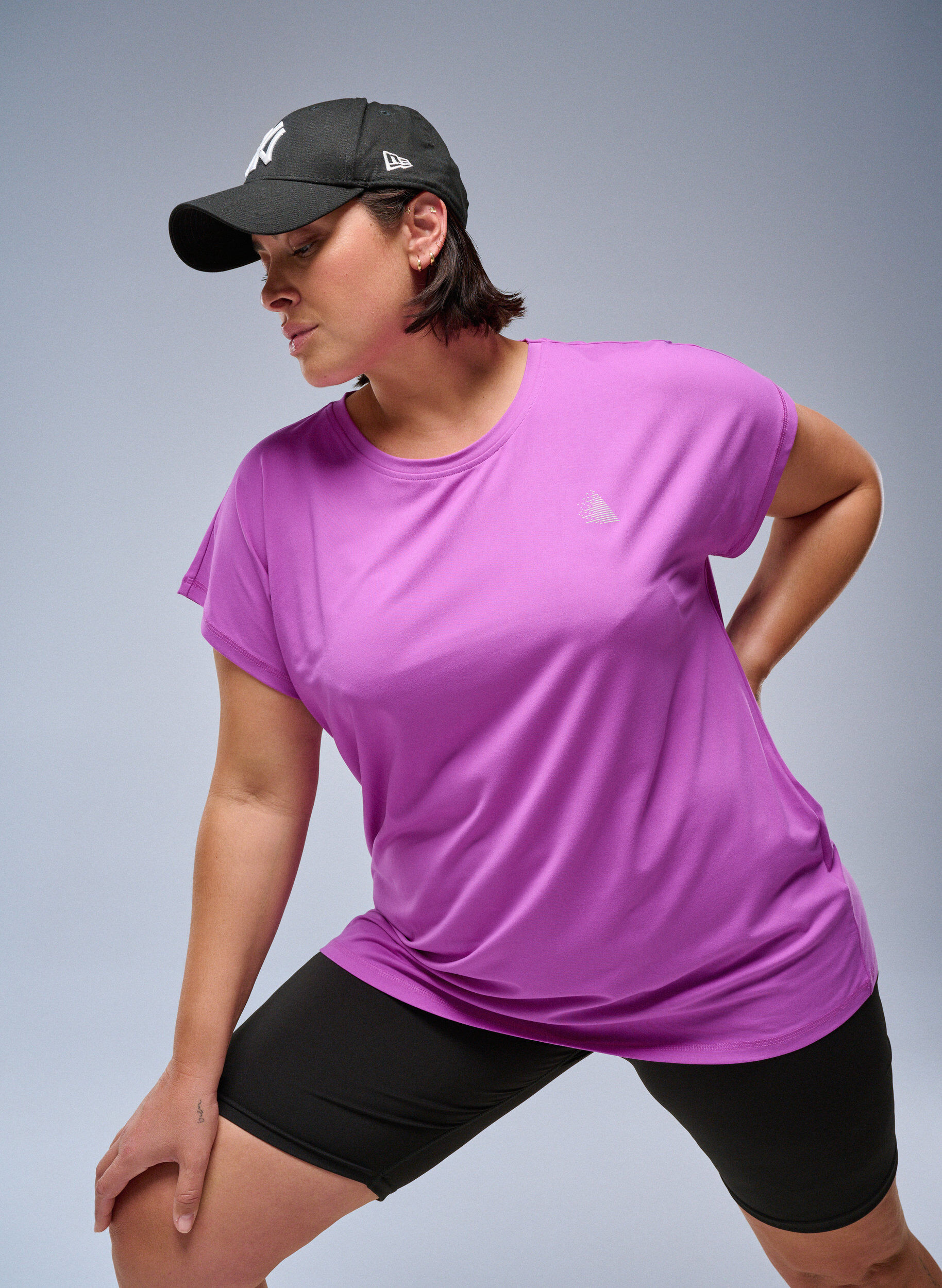 Zizzi T-shirt de sport couleur unie, Violet, Image image number 0