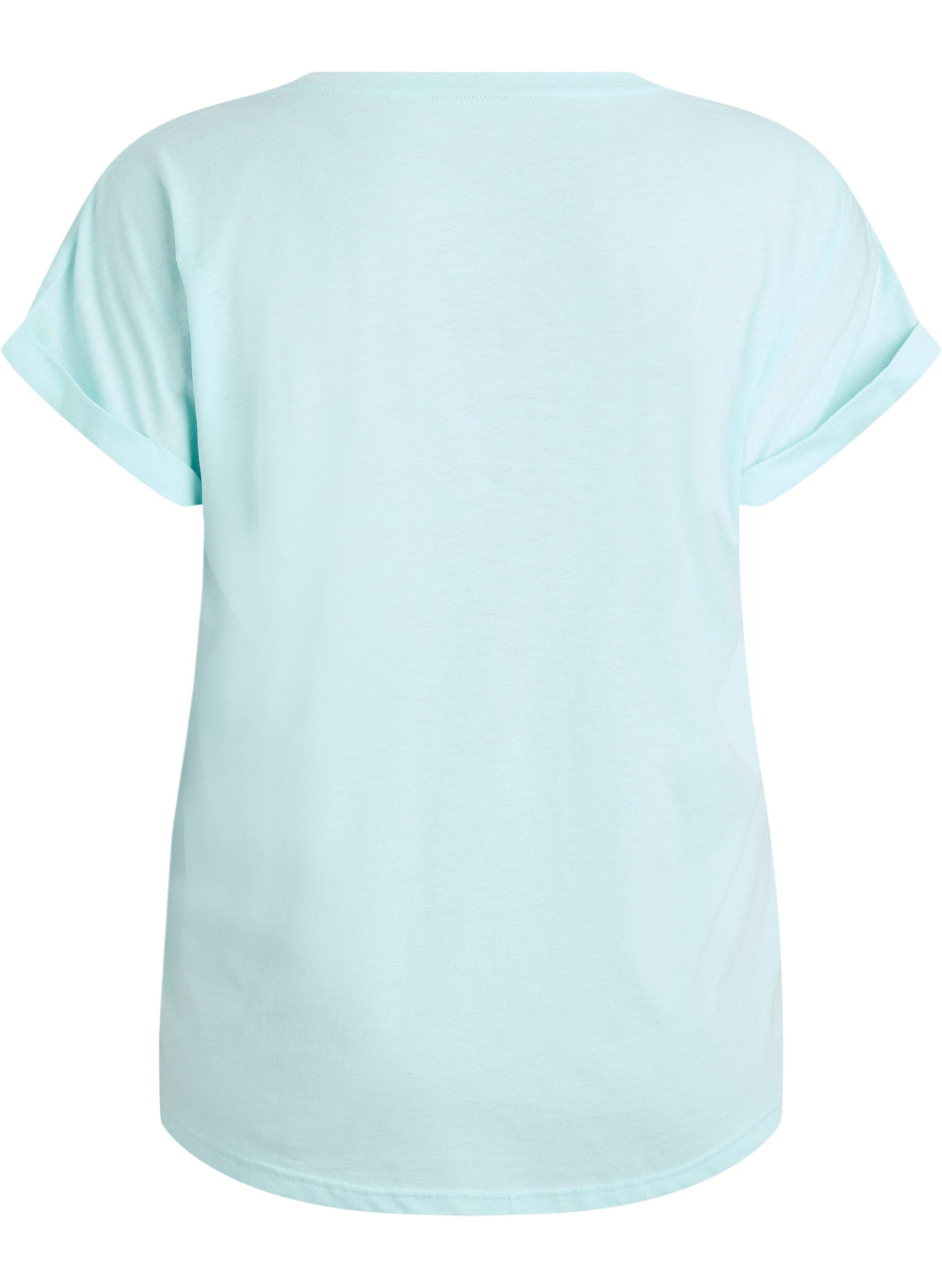 ZizziKurz&auml;rmeliges T-Shirt aus Baumwollmischgewebe, T&uuml;rkis, Packshot image number 1