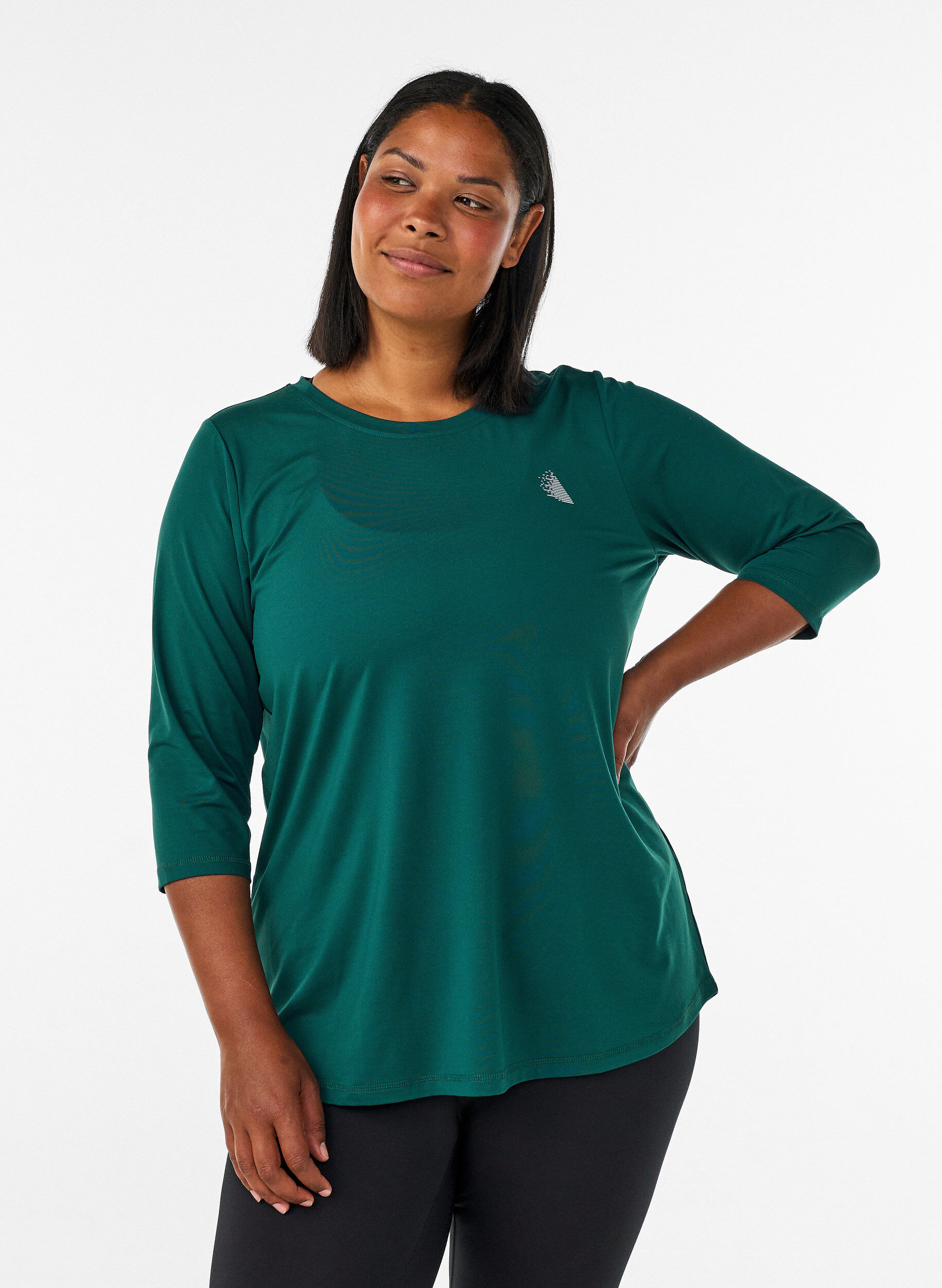 Trainingsshirt mit 3/4-&Auml;rmeln, Gr&uuml;n, Model