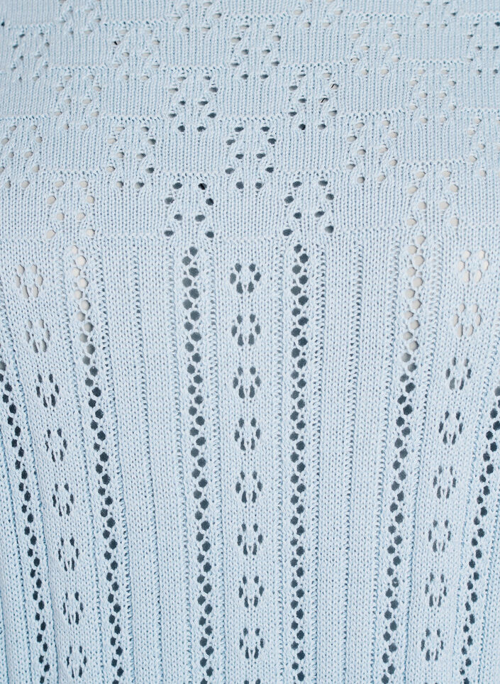 Stricktop mit Lochstickerei und 3/4-&Auml;rmeln, Blau, Packshot image number 2