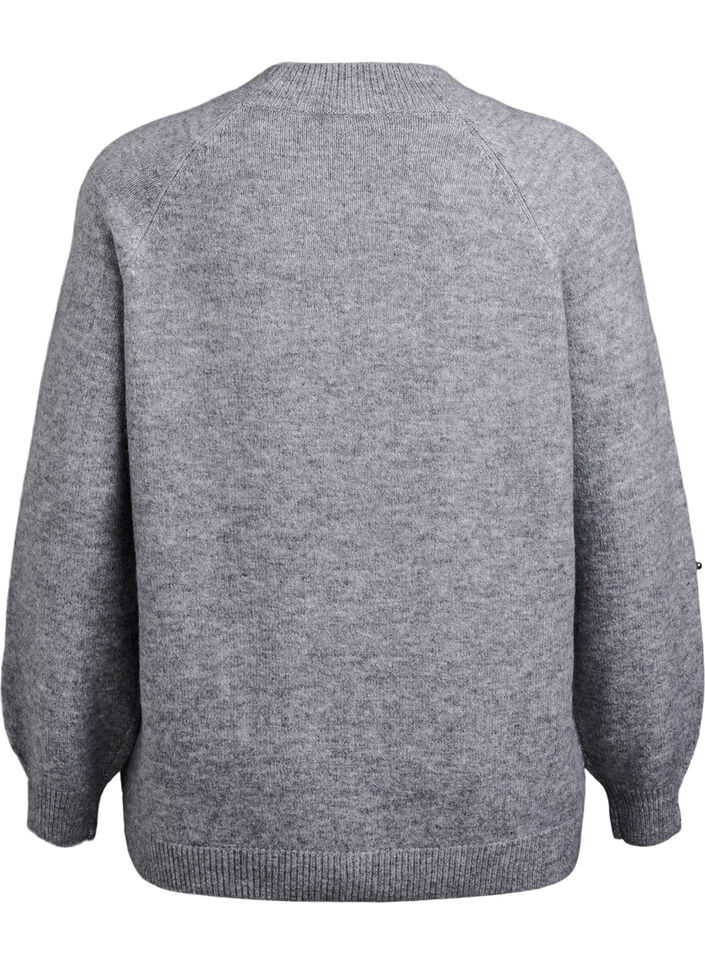 Pullover mit Perlenstickerei, Grau, Packshot