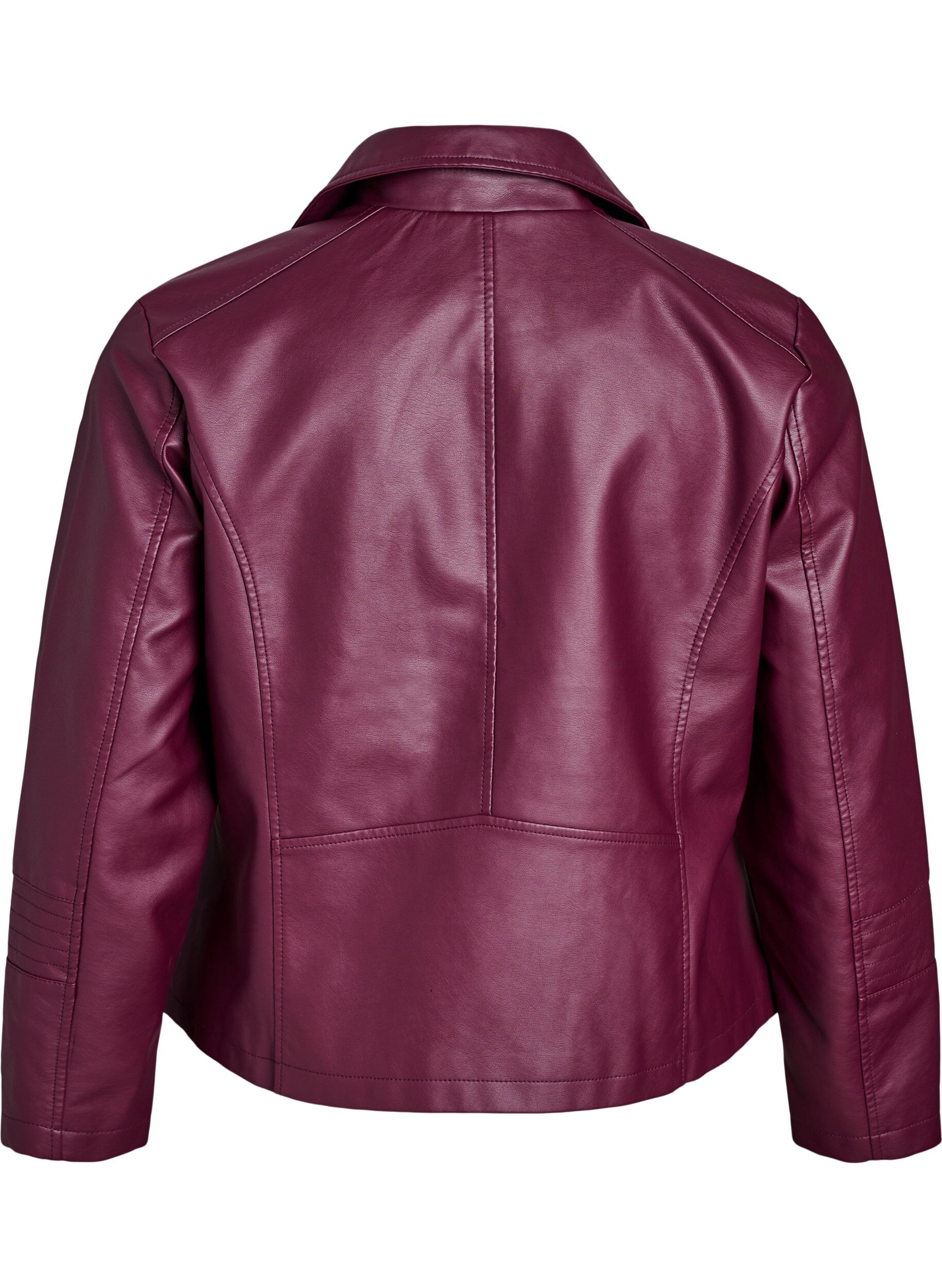 Zizzi Veste biker en similicuir, Bordeaux fonc&eacute;, Packshot image number 1