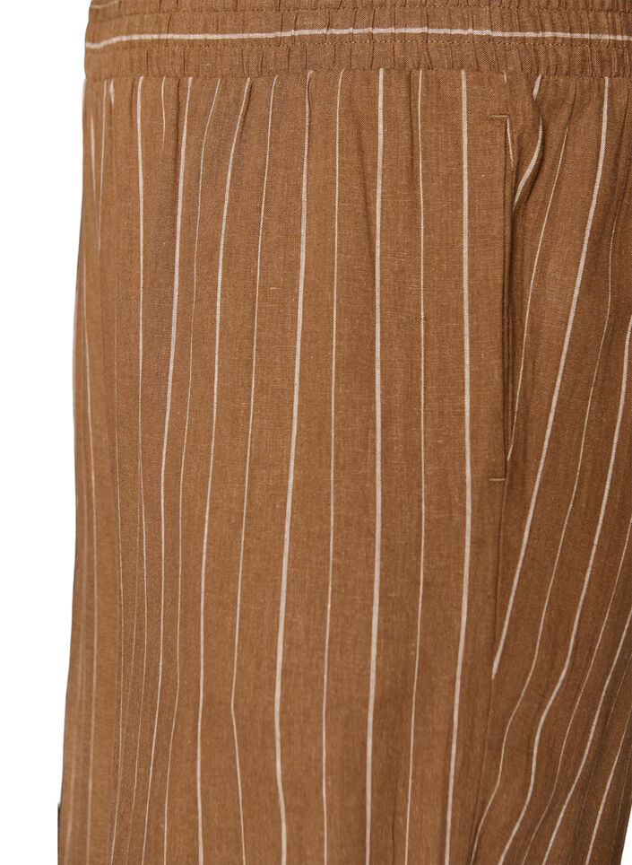 Pantalon large en lin et viscose, Marron, Packshot image number 2