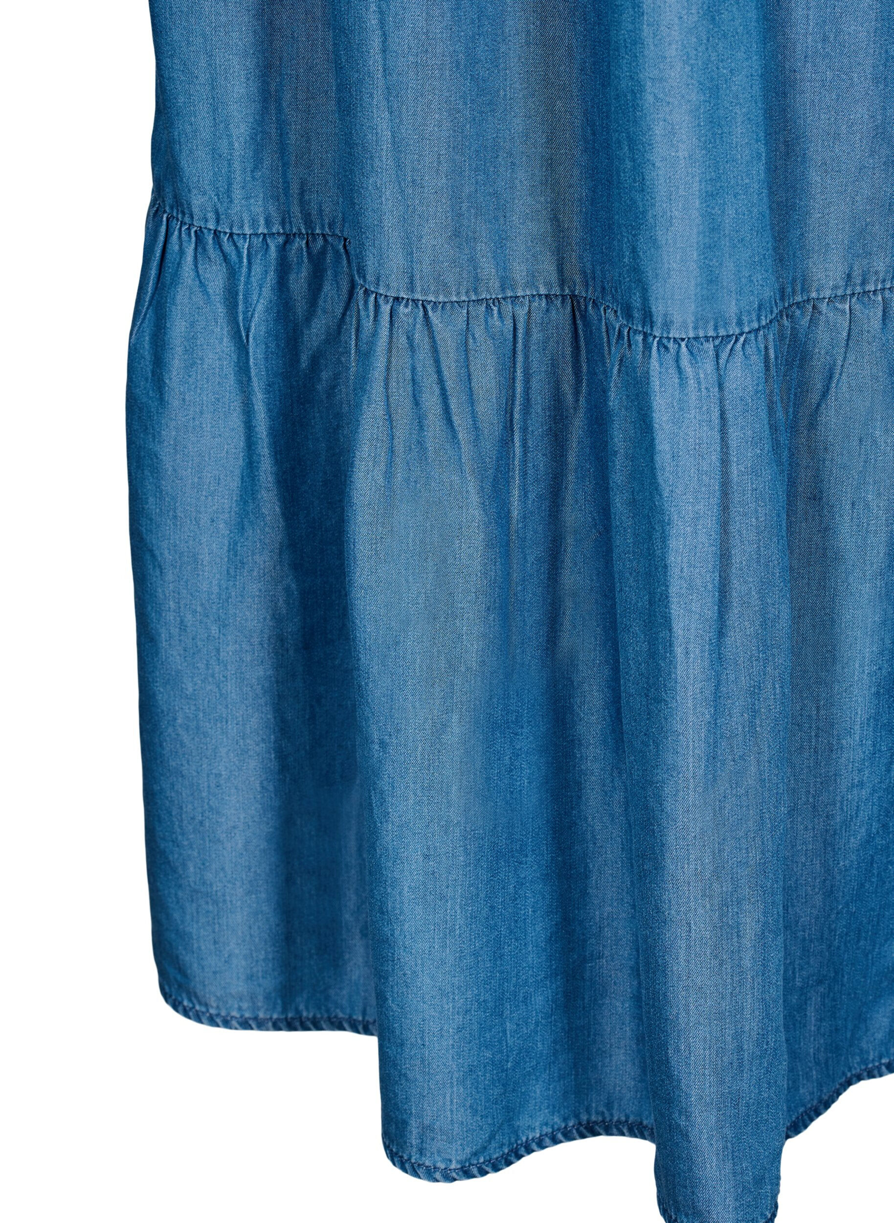 ZizziJupe maxi en jean avec volants, Bleu, Packshot image number 3