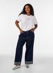 T-Shirt aus Baumwolle mit Text-Badge, Wei&szlig;, Model image number 1