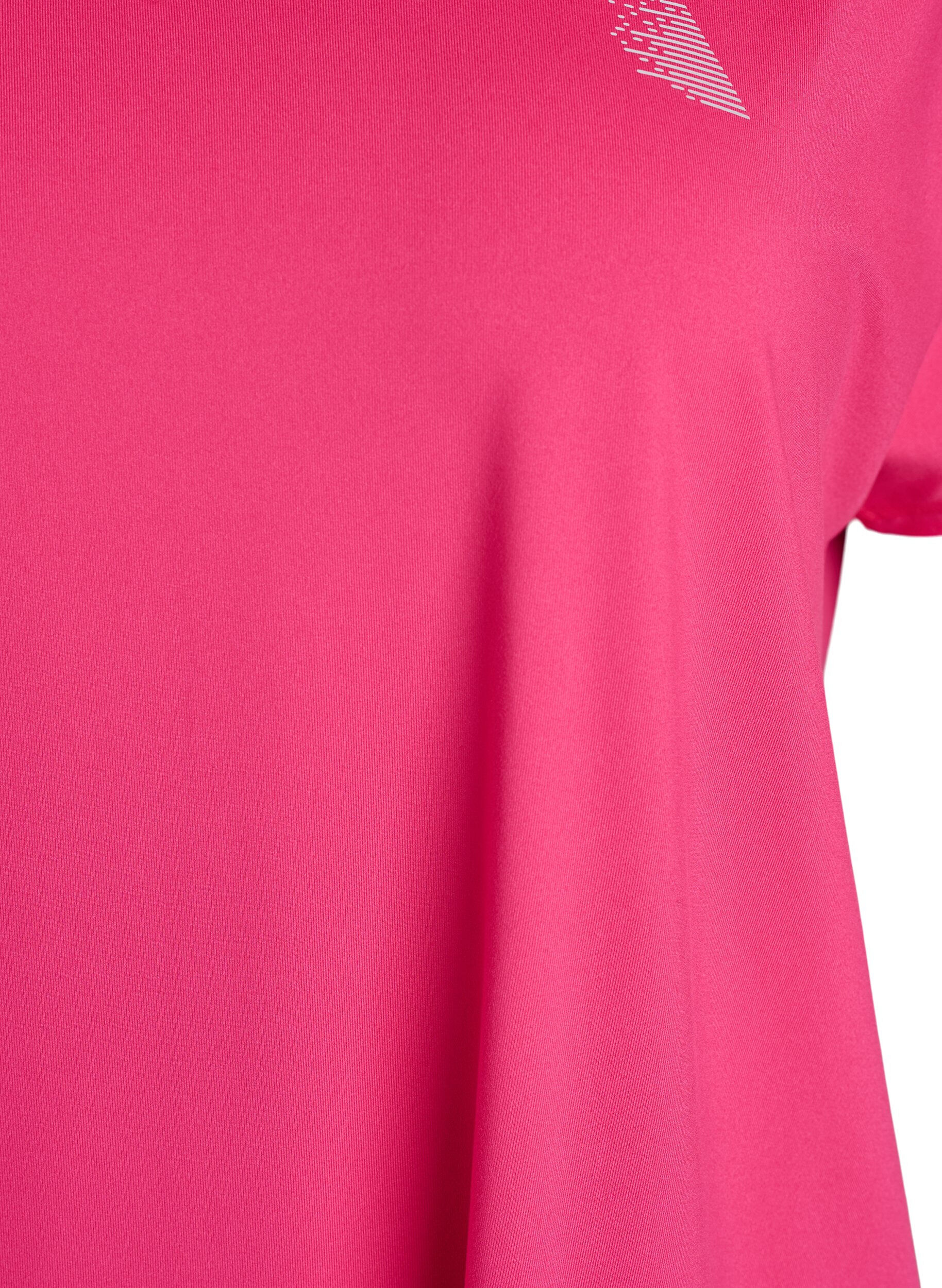 Zizzi Kurzarm Trainingsshirt mit V-Ausschnitt, Pink, Packshot image number 2