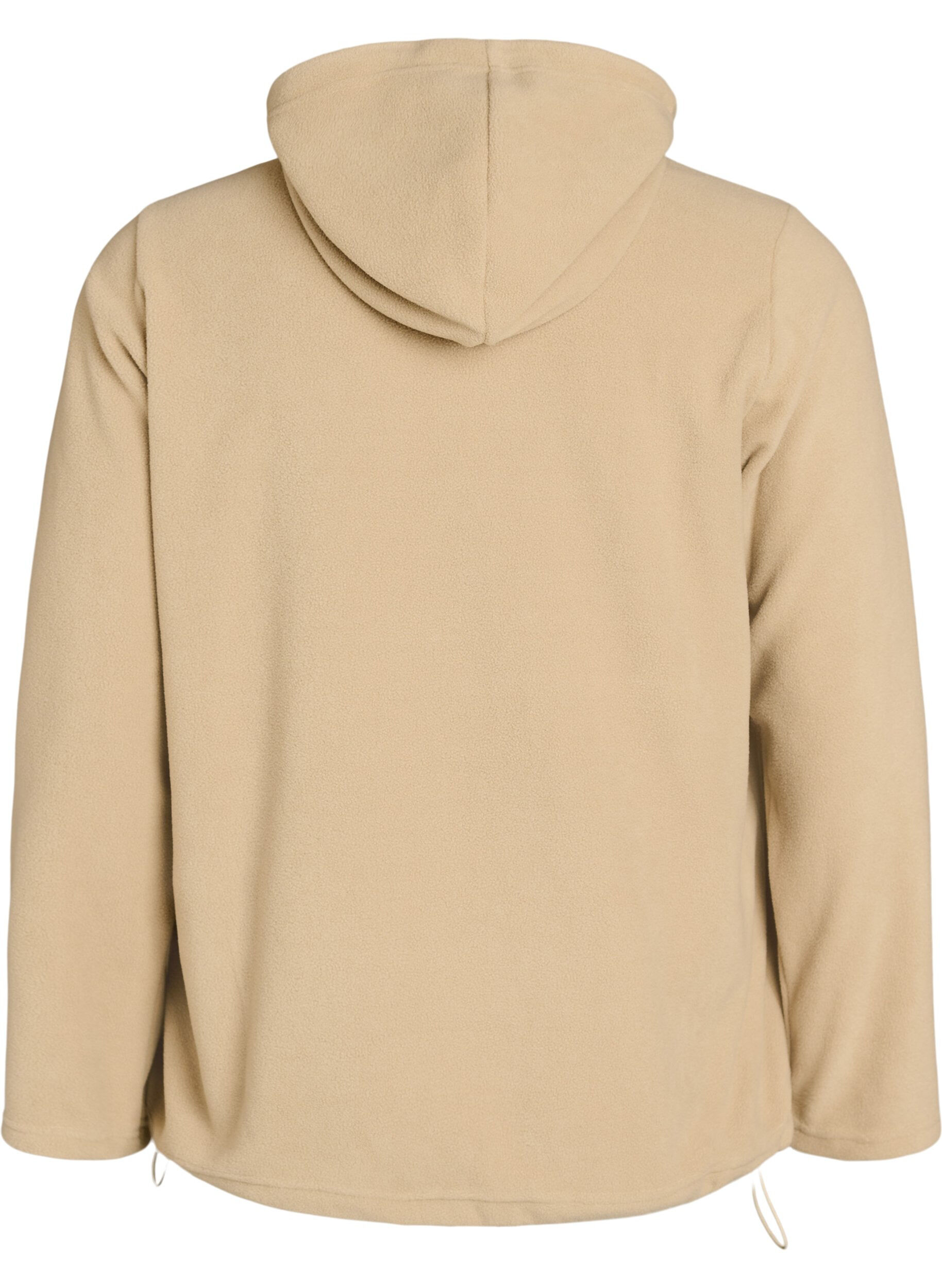 ZizziHoodie aus Fleece mit hohem Kragen und aufgesticktem Text, Beige, Packshot image number 1