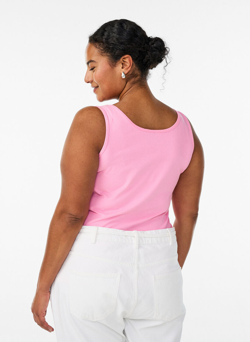 Haut Basic uni en coton, Rose, Model image number 2