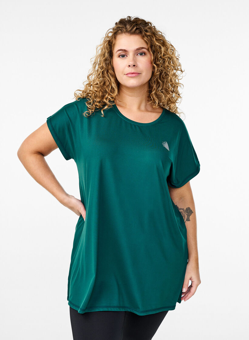 T-shirt long de sport, Vert, Model image number 0