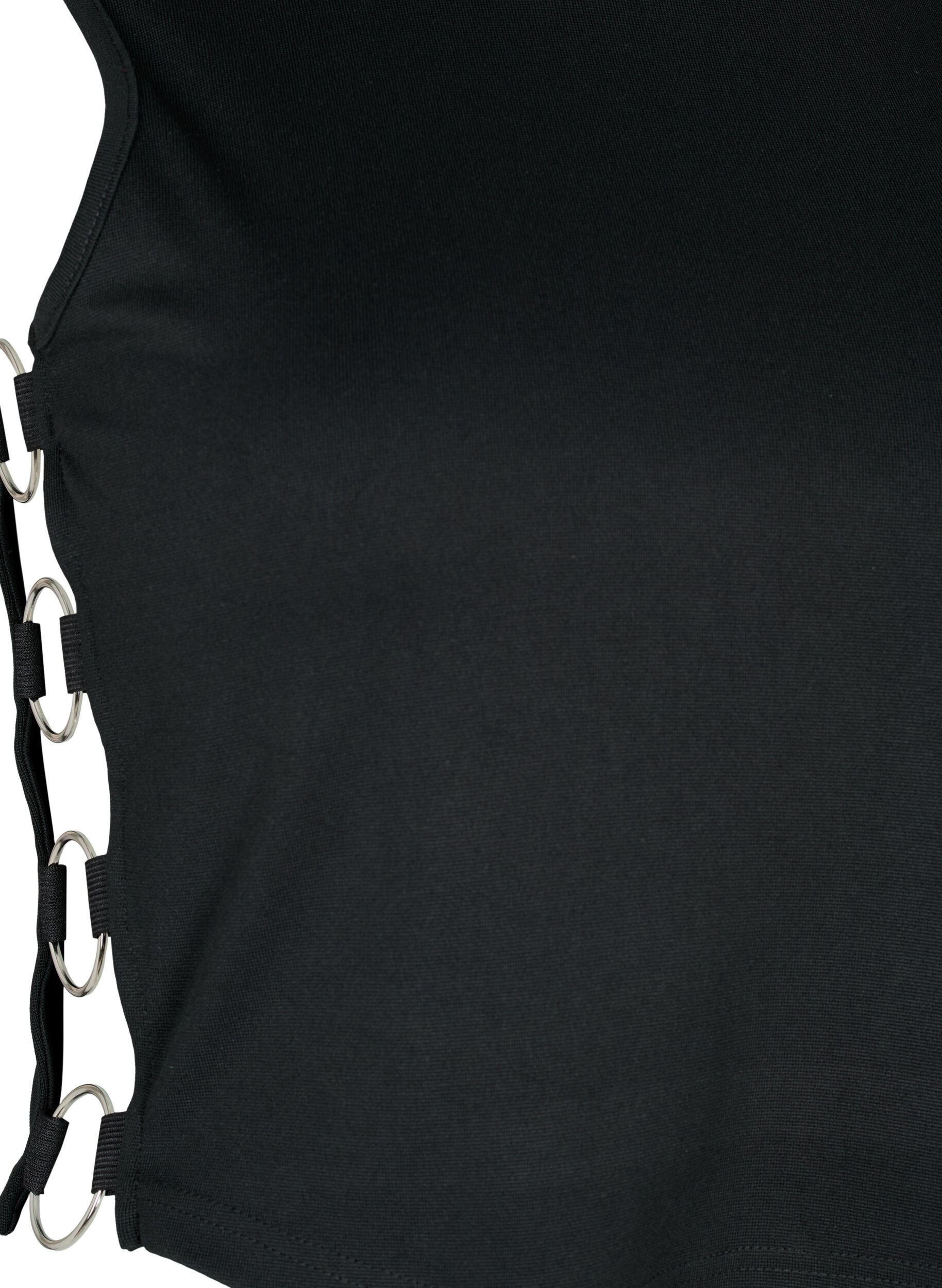 Zizzi Kurzes Oberteil mit offenem Seitendetail, Black, Packshot image number 3