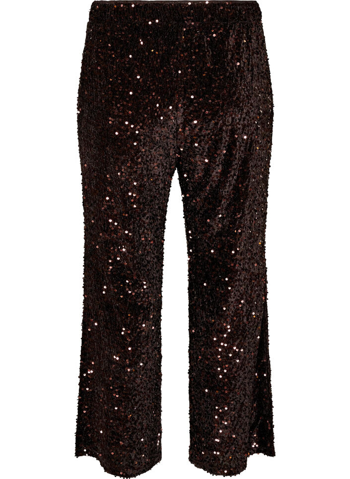 Pantalon &agrave; coupe ample avec sequins, Marron, Packshot image number 1