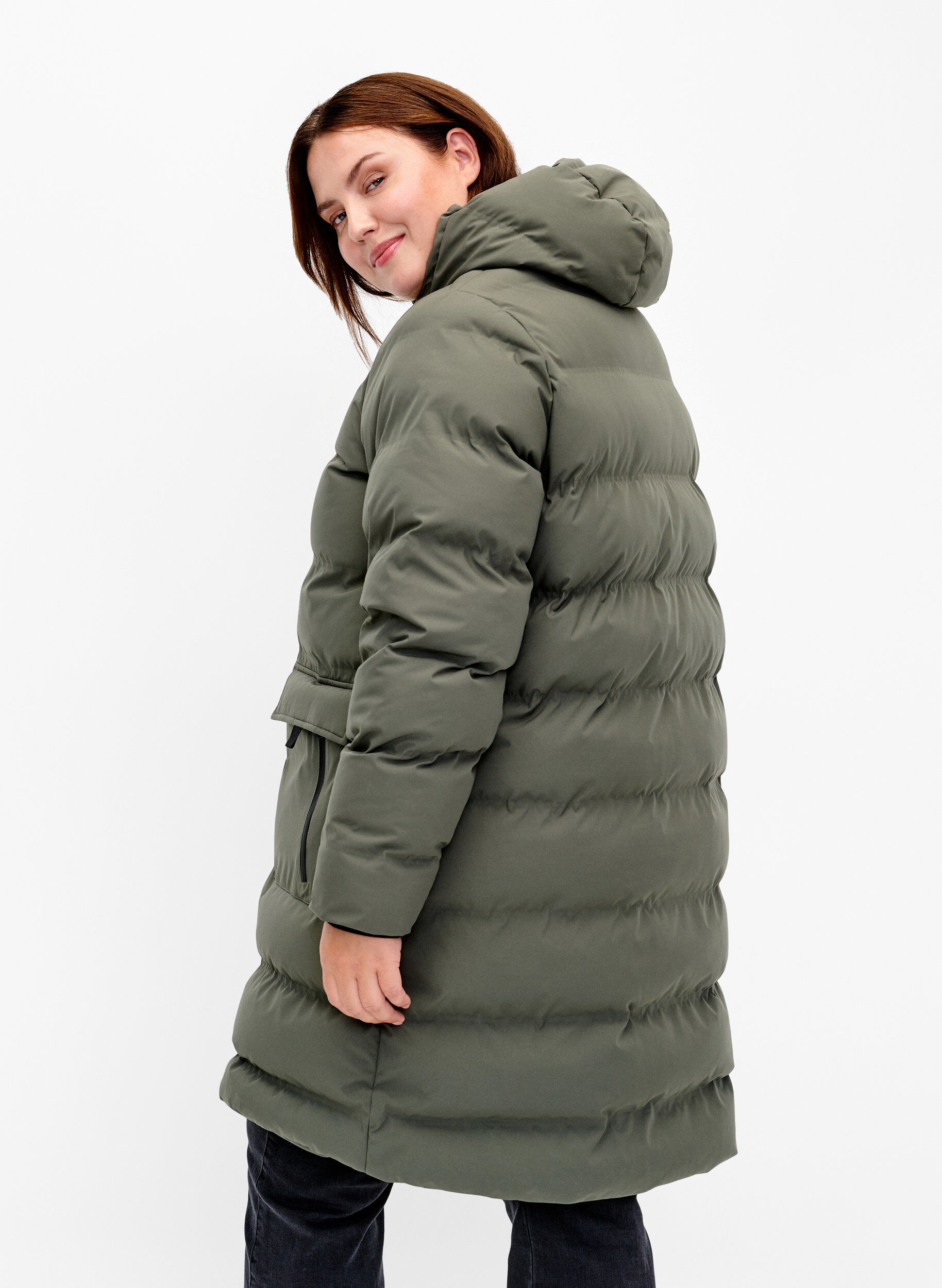 ZizziDoudoune avec capuche et poches, Vert, Model image number 2