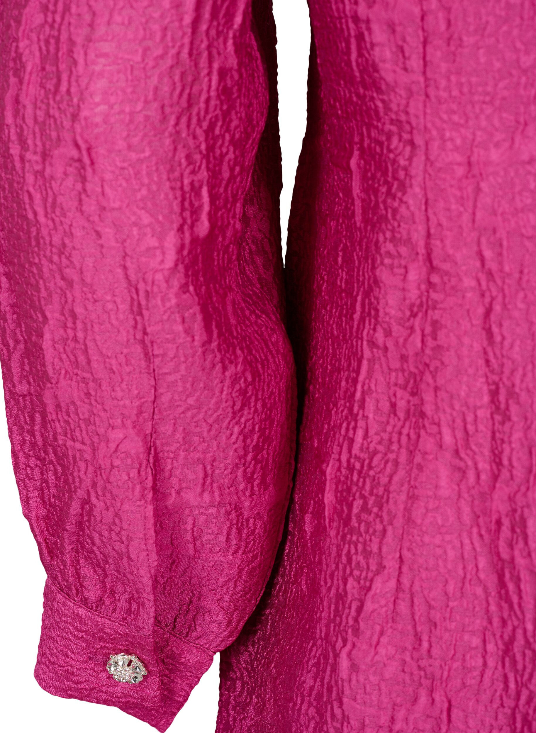 Zizzi Robe chemise avec texture et boutons perle, Cactus Flower, Packshot image number 3