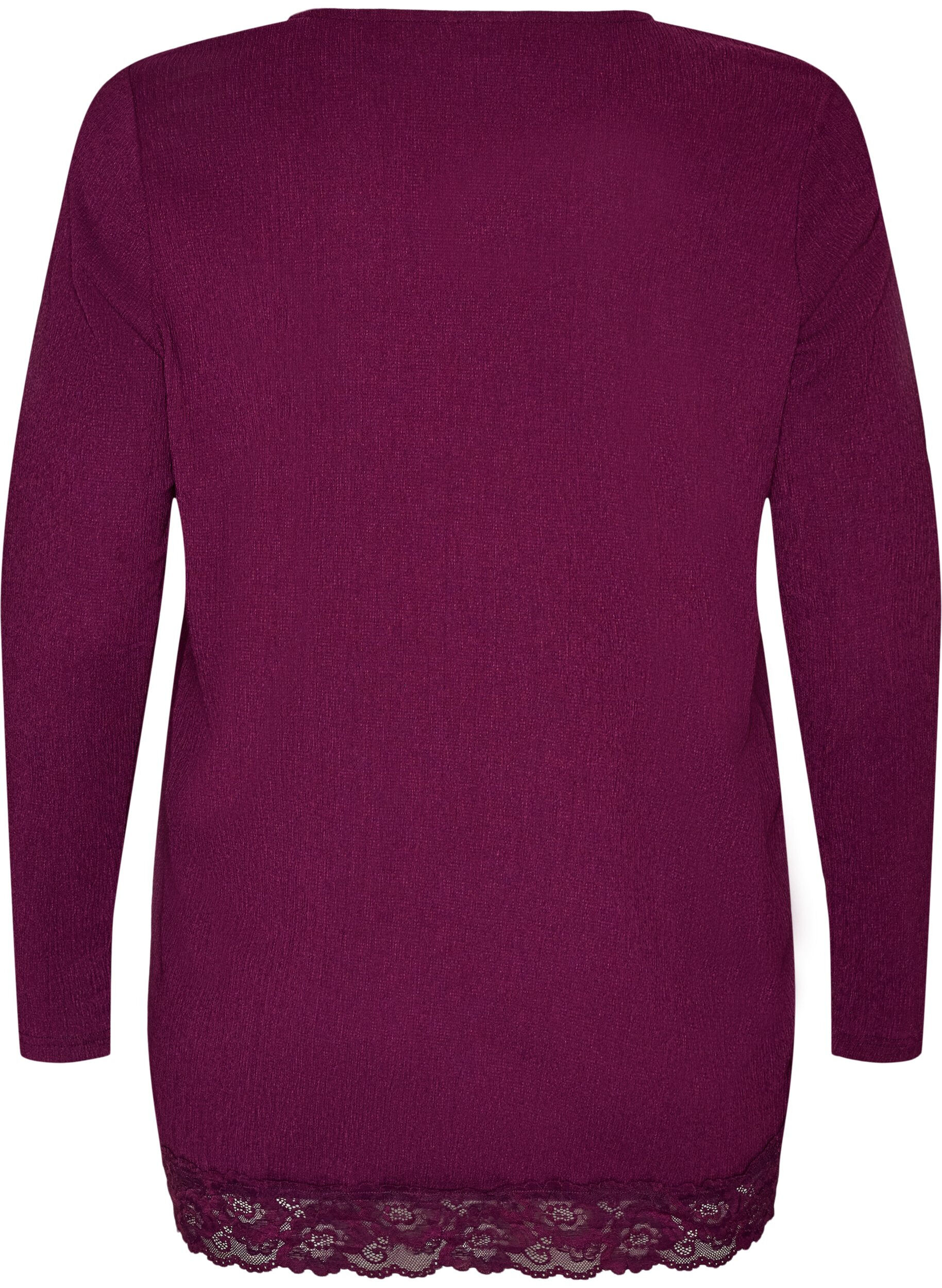 ZizziJerseybluse mit asymmetrischem Spitzenbesatz, Lila, Packshot image number 1