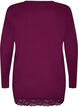 Jerseybluse mit asymmetrischem Spitzenbesatz, Lila, Packshot image number 1