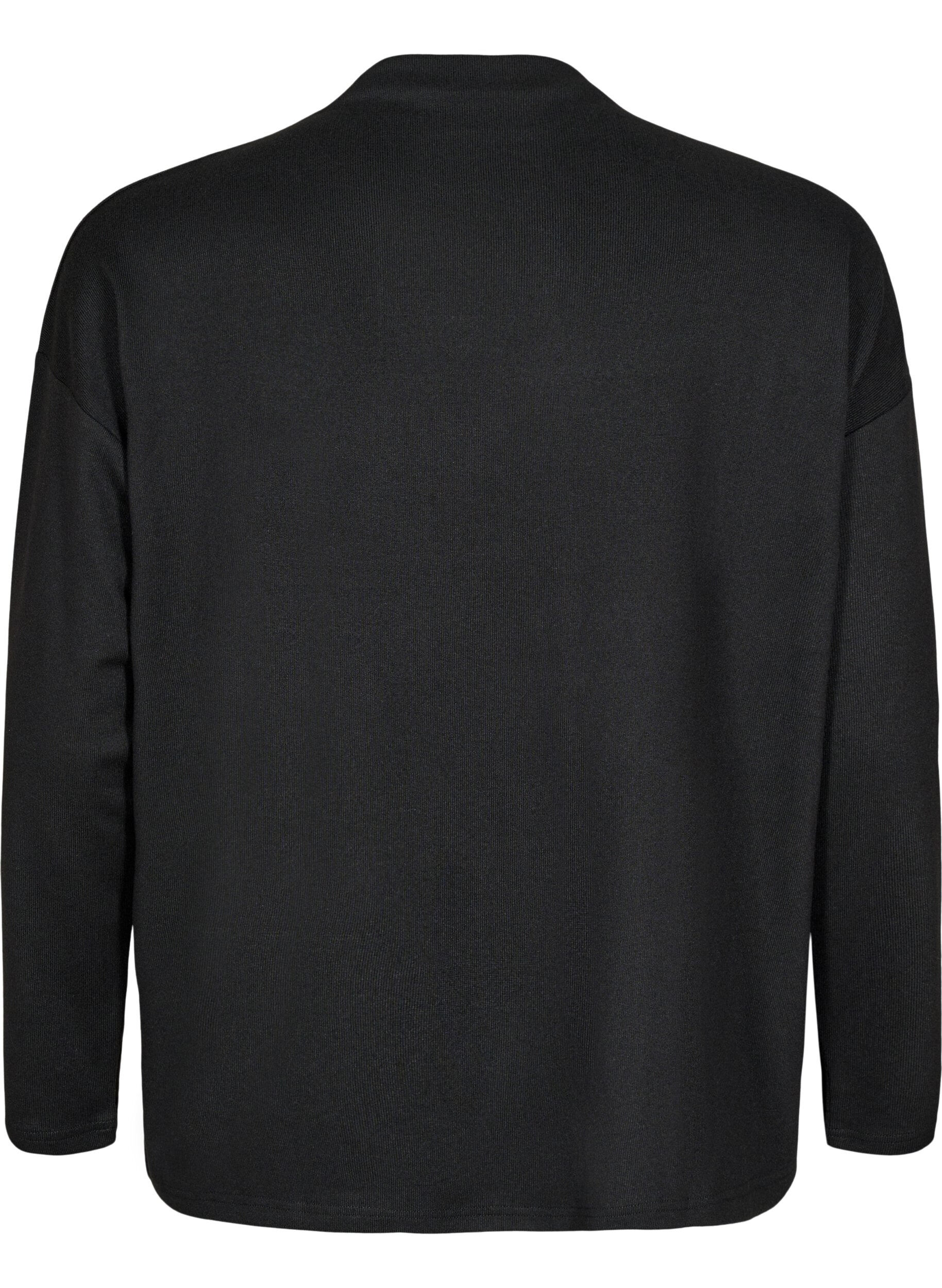 Zizzi Chemisier &agrave; col haut et manches longues, Noir, Packshot image number 1