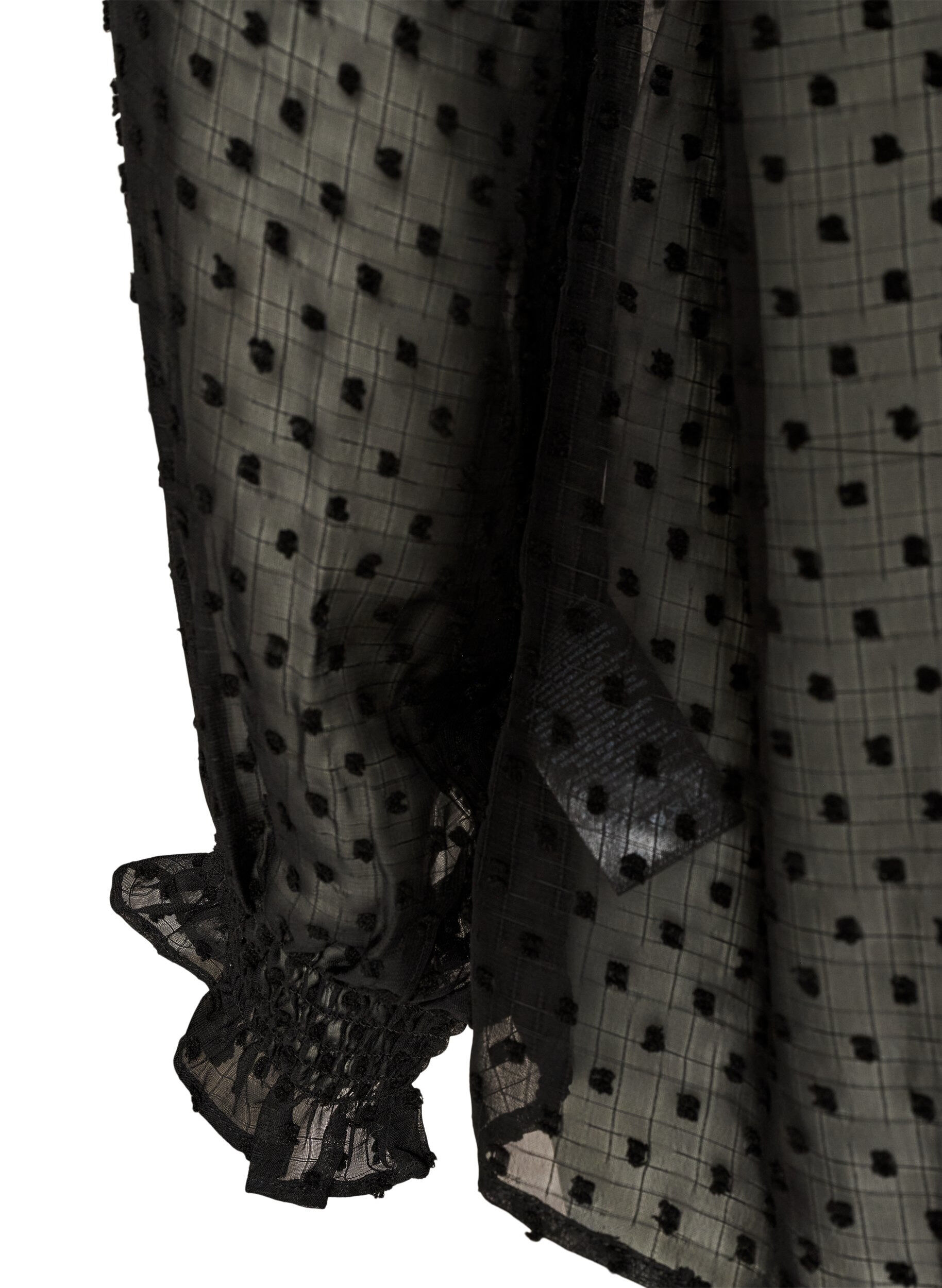 ZizziHemdbluse mit Spitzeneinsatz und Punktemuster, Schwarz, Packshot image number 3