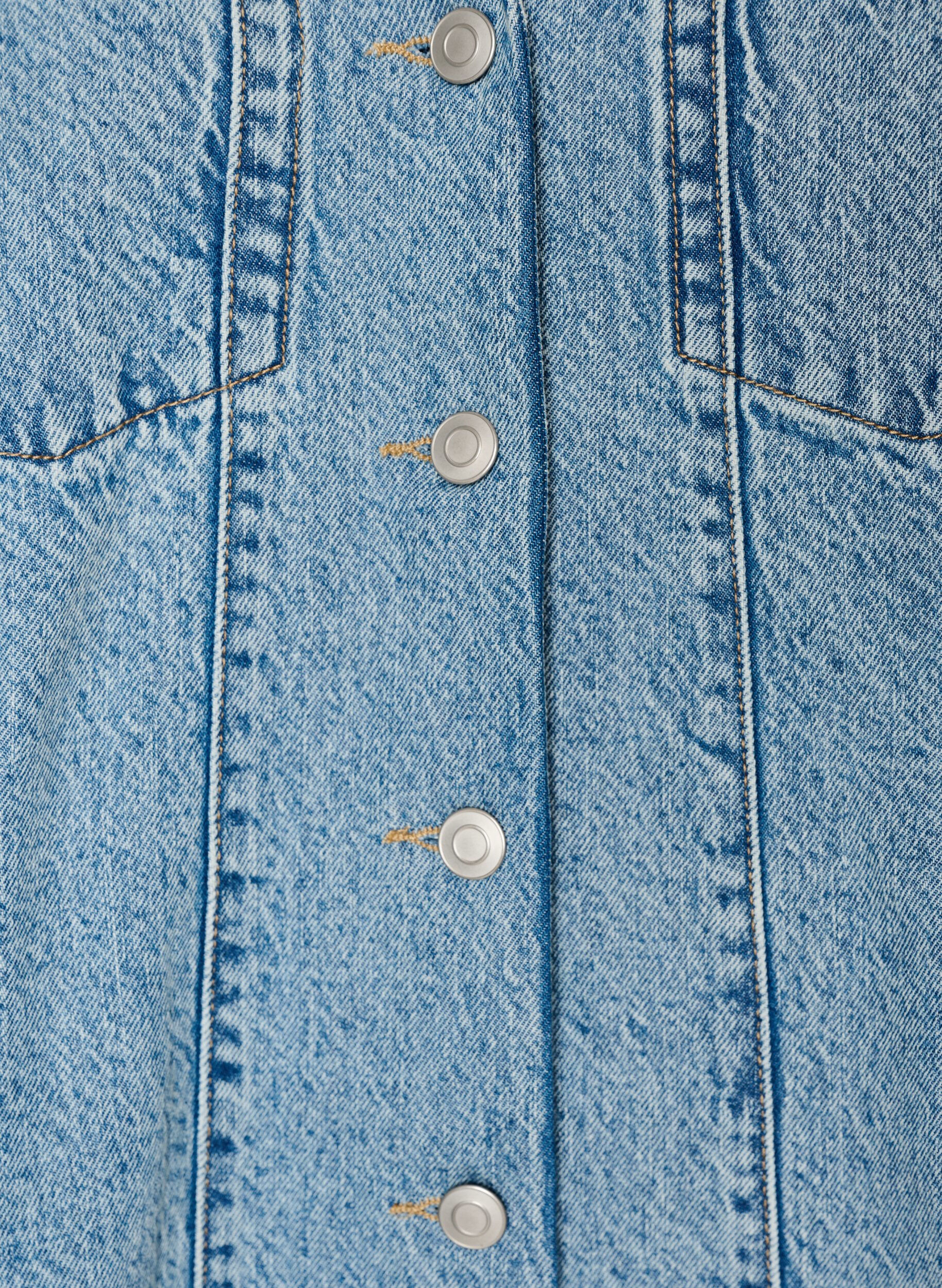 Zizzi &Auml;rmelloses Jeanskleid mit Knopfleiste und Schlitzen, Blau, Packshot image number 2