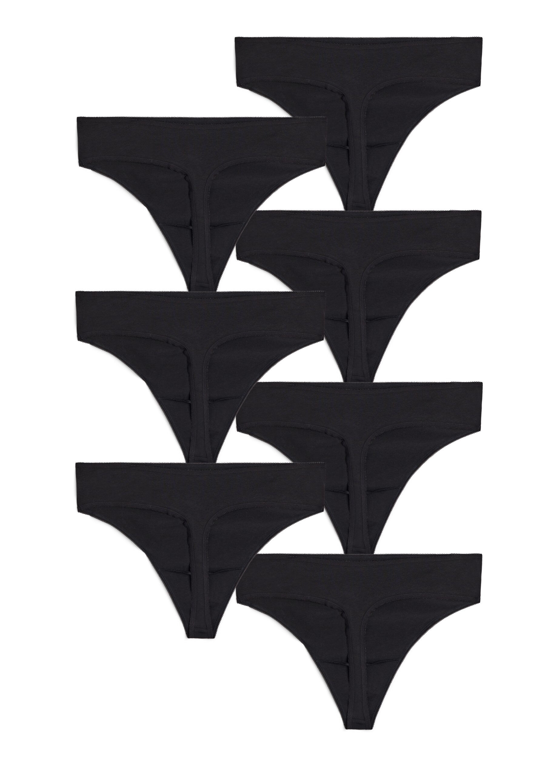 Zizzi 7-pack G-String aus Baumwolle, Schwarz, Packshot image number 1
