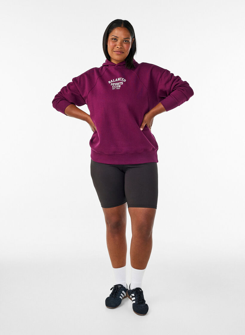 Hoodie mit Brustaufdruck, Lila, Model image number 1