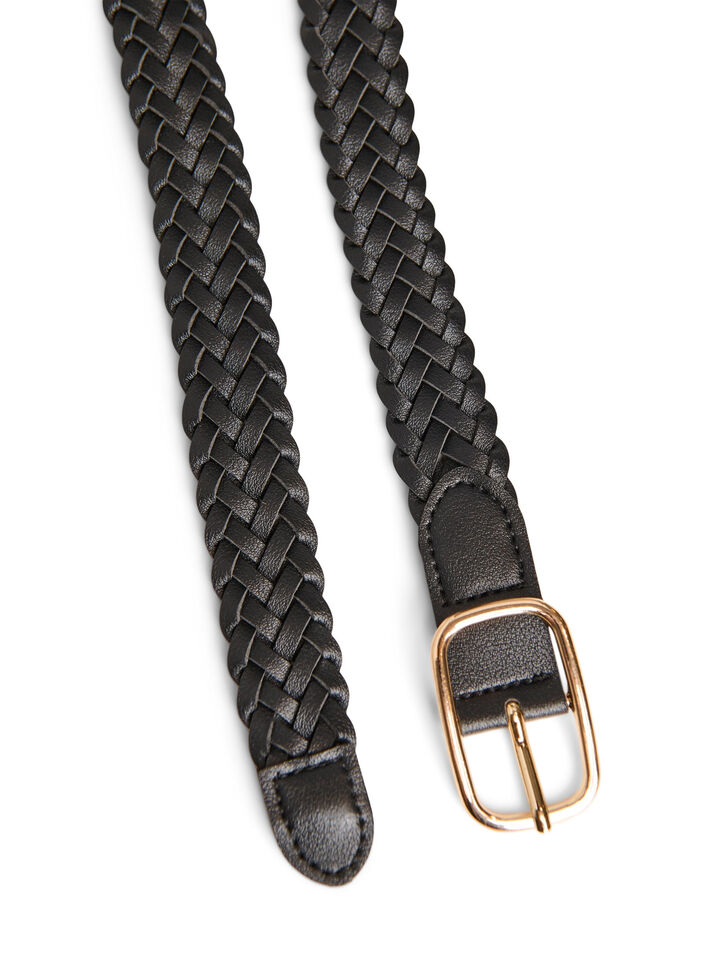 Geflochtener G&uuml;rtel aus Kunstleder, Schwarz, Packshot image number 1