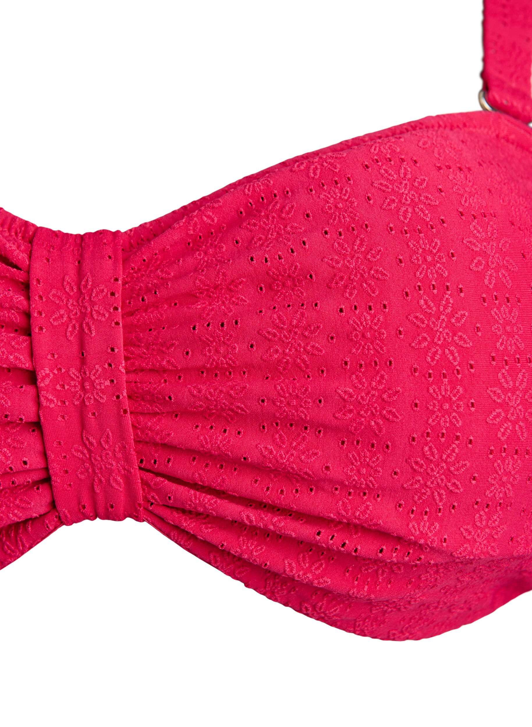 Zizzi Haut de bikini bandeau avec motif textur&eacute; et bretelles amovibles, Rose, Packshot image number 2