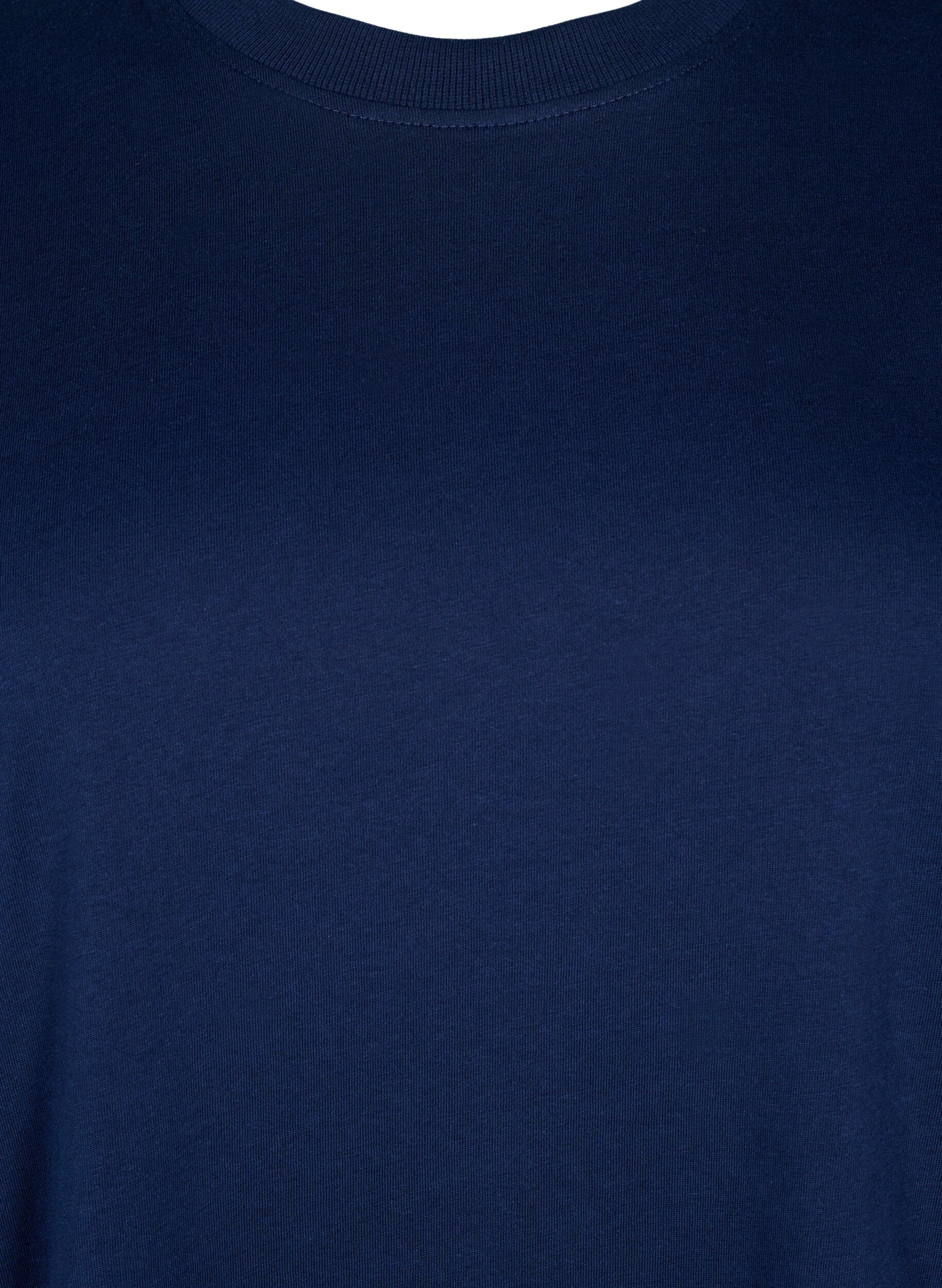 ZizziT-shirt basique en coton &agrave; col rond, Bleu, Packshot image number 2