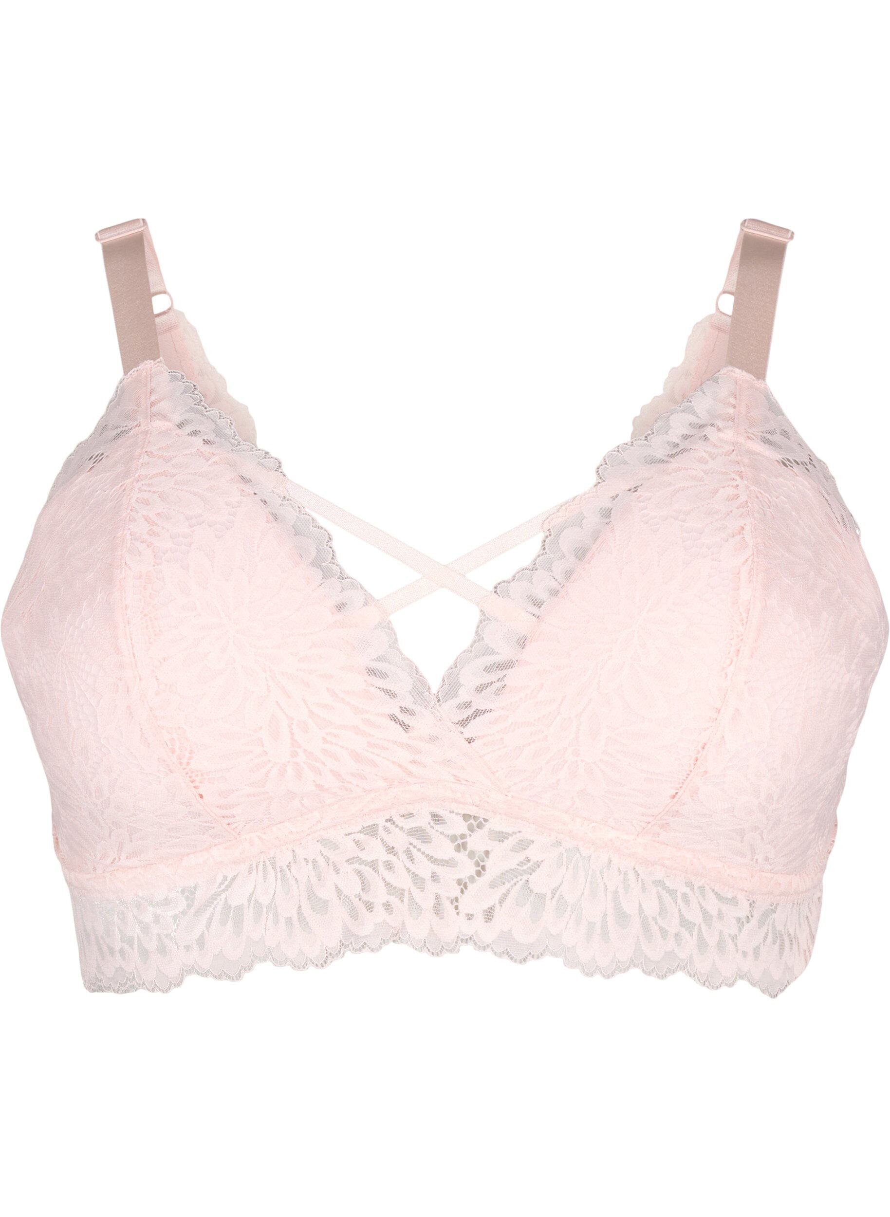 Zizzi Bralette avec d&eacute;tail de cordon et rembourrage doux, Peach Blush, Packshot image number 0