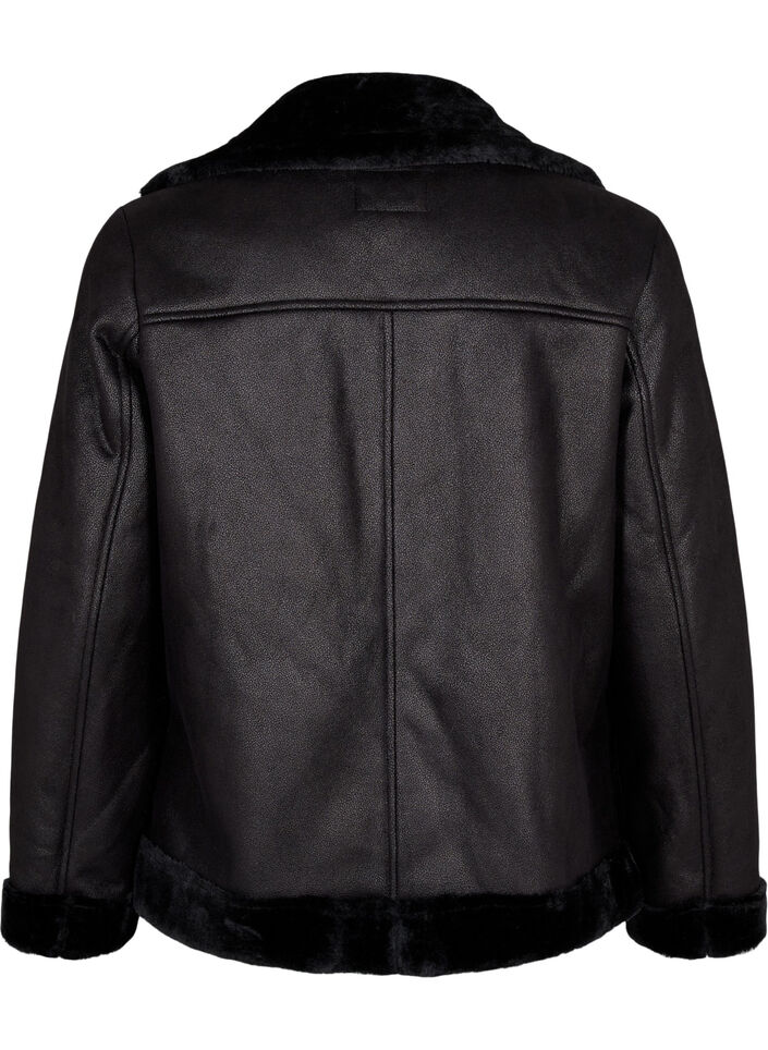 Veste de pilote en similicuir, Black, Packshot image number 1