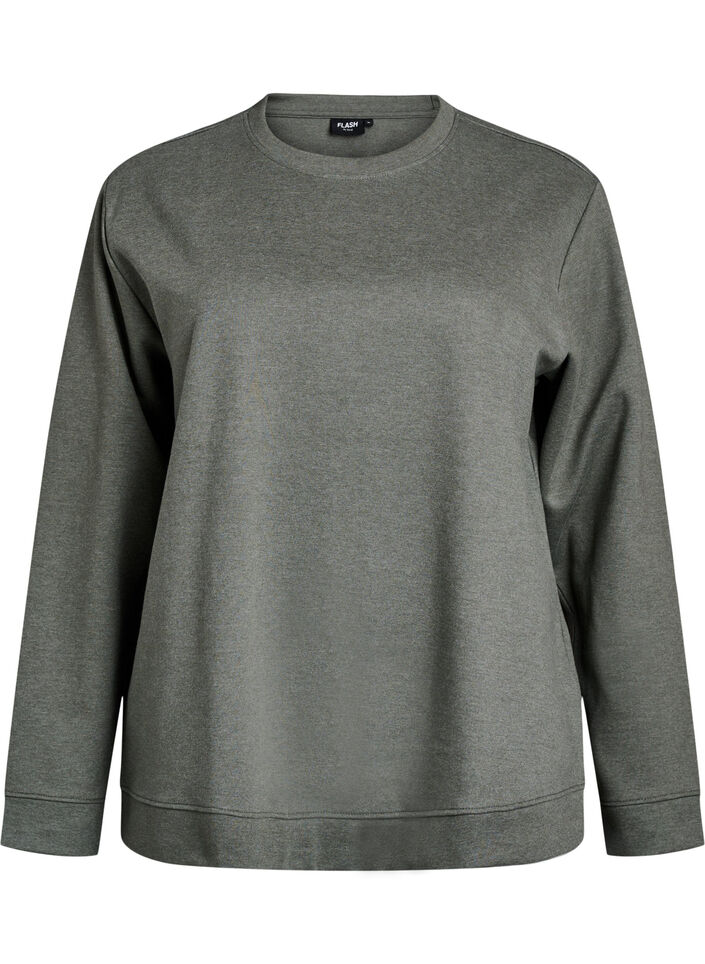 Sweat-shirt &agrave; col ras du cou, Vert, Packshot image number 0