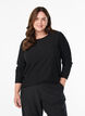 Langärmelige Bluse mit geblümter Struktur, Schwarz, Model image number 0