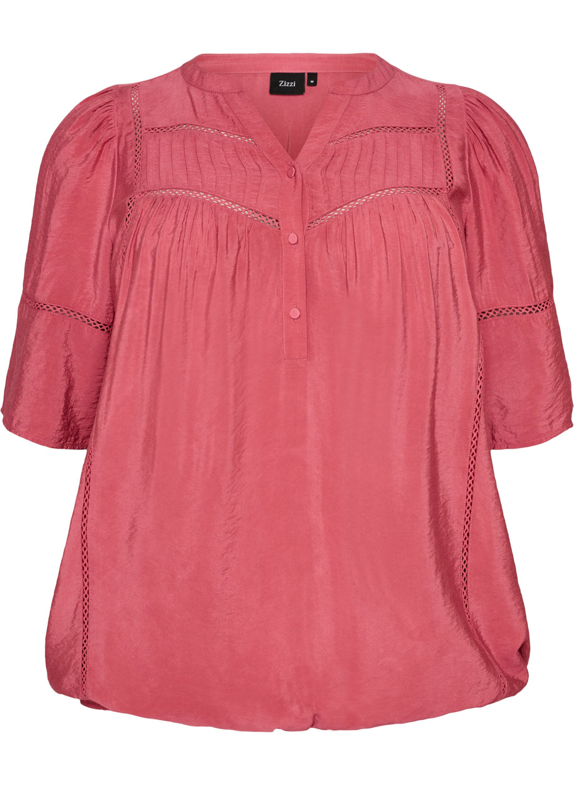 ZizziBluse aus Viskose mit Biesen und Ballon&auml;rmeln, Rot, Packshot image number 0