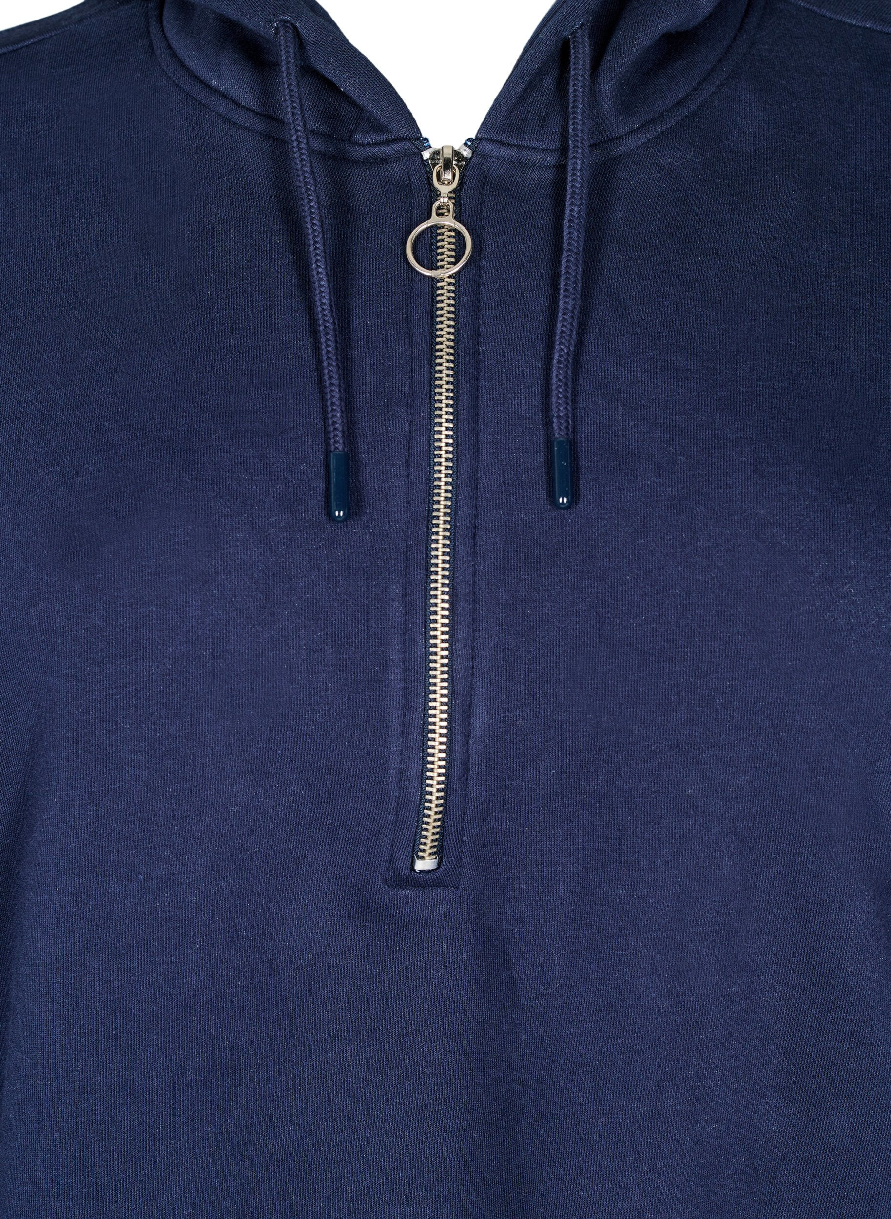 Zizzi Robe sweat courte &agrave; capuche et manches longues, Navy Blazer, Packshot image number 2