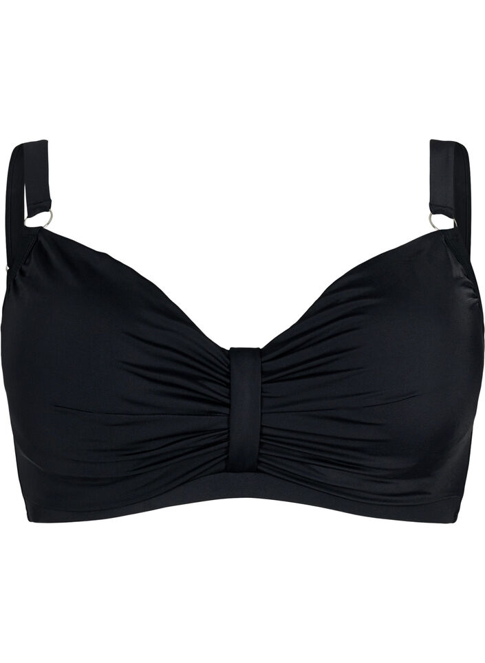 Bikini-BH mit B&uuml;gel und Drapierung, Schwarz, Packshot image number 0