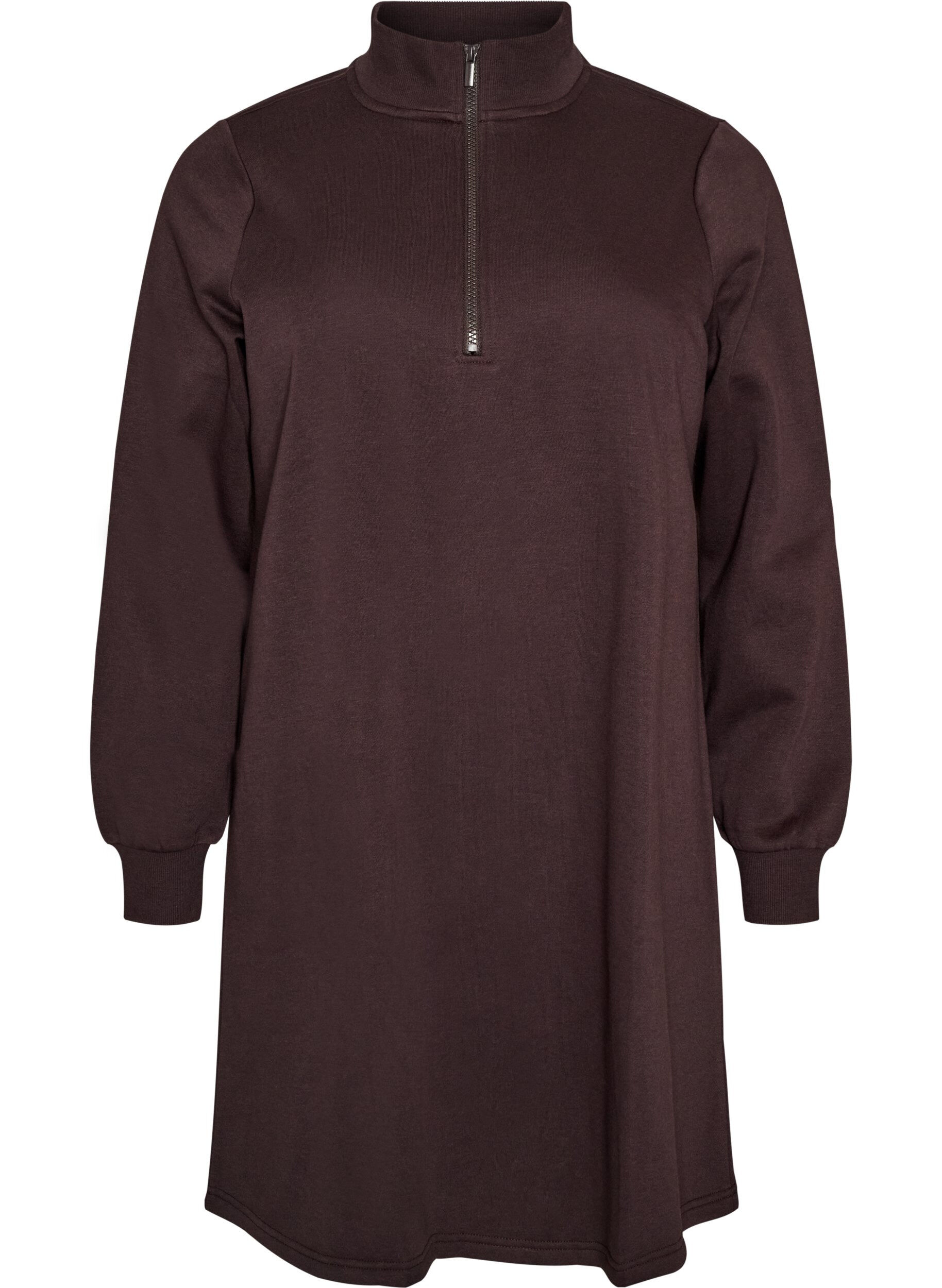 Robe sweat avec col montant c&ocirc;tel&eacute; et zip