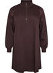 Robe sweat avec col montant c&ocirc;tel&eacute; et zip, Marron, Packshot image number 0