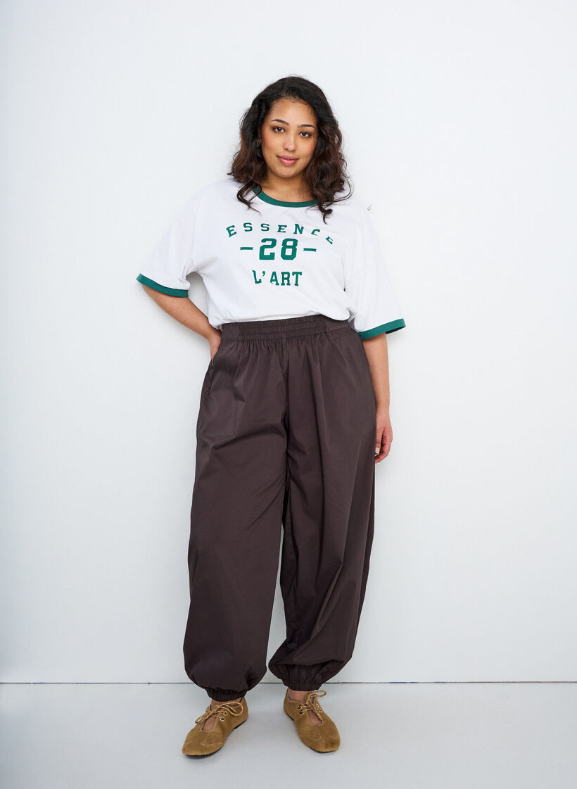 T-Shirt aus Baumwolle mit Textprint und Boxy-Fit, Wei&szlig;, Image image number 0