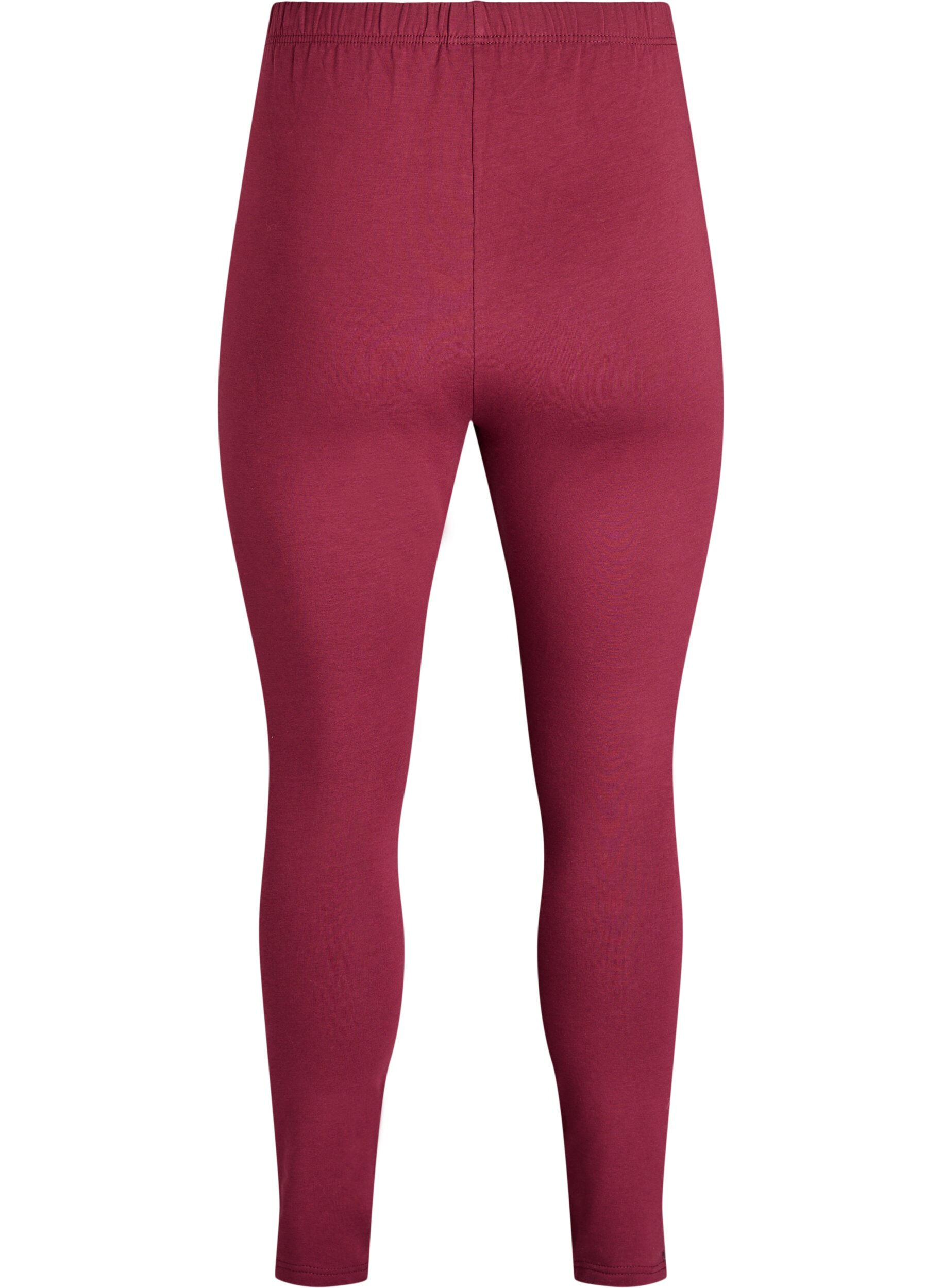 Zizzi Leggings en coton avec doublure, Bordeaux fonc&eacute;, Packshot image number 1