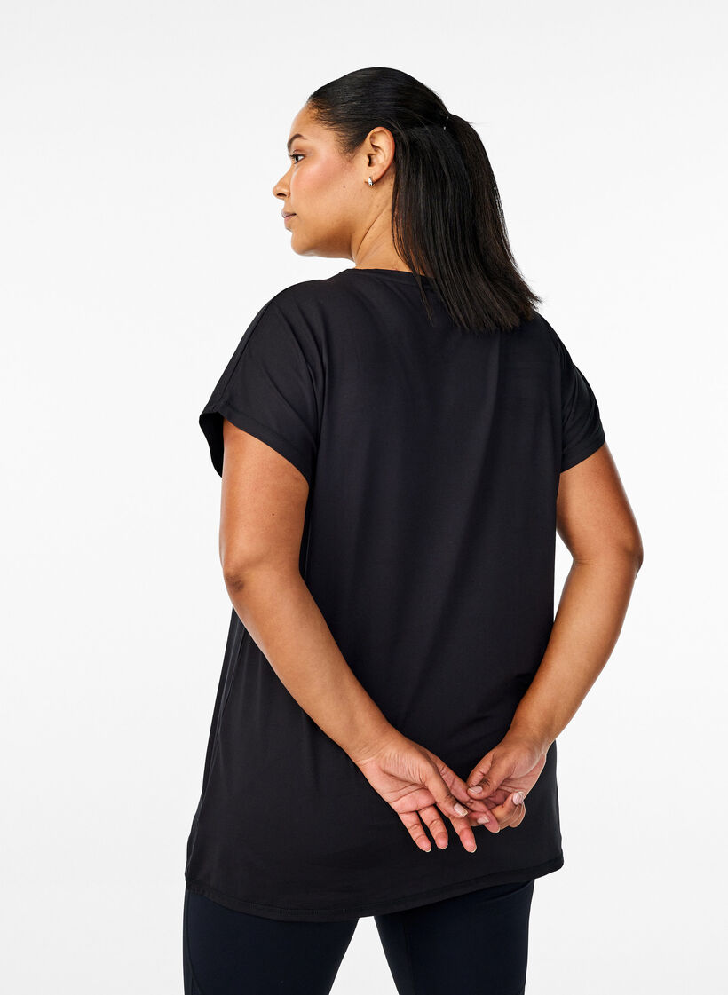 T-shirt long de sport, Noir, Model image number 2